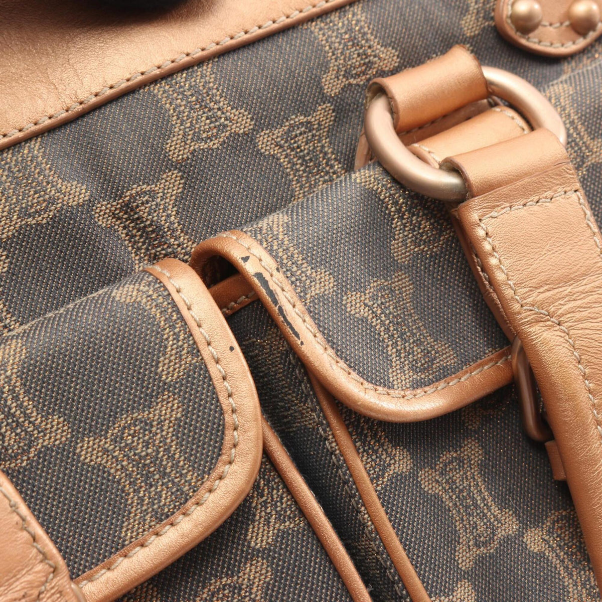 Celine Blue Brown Canvas Leather Handbag (Pre-Owned)