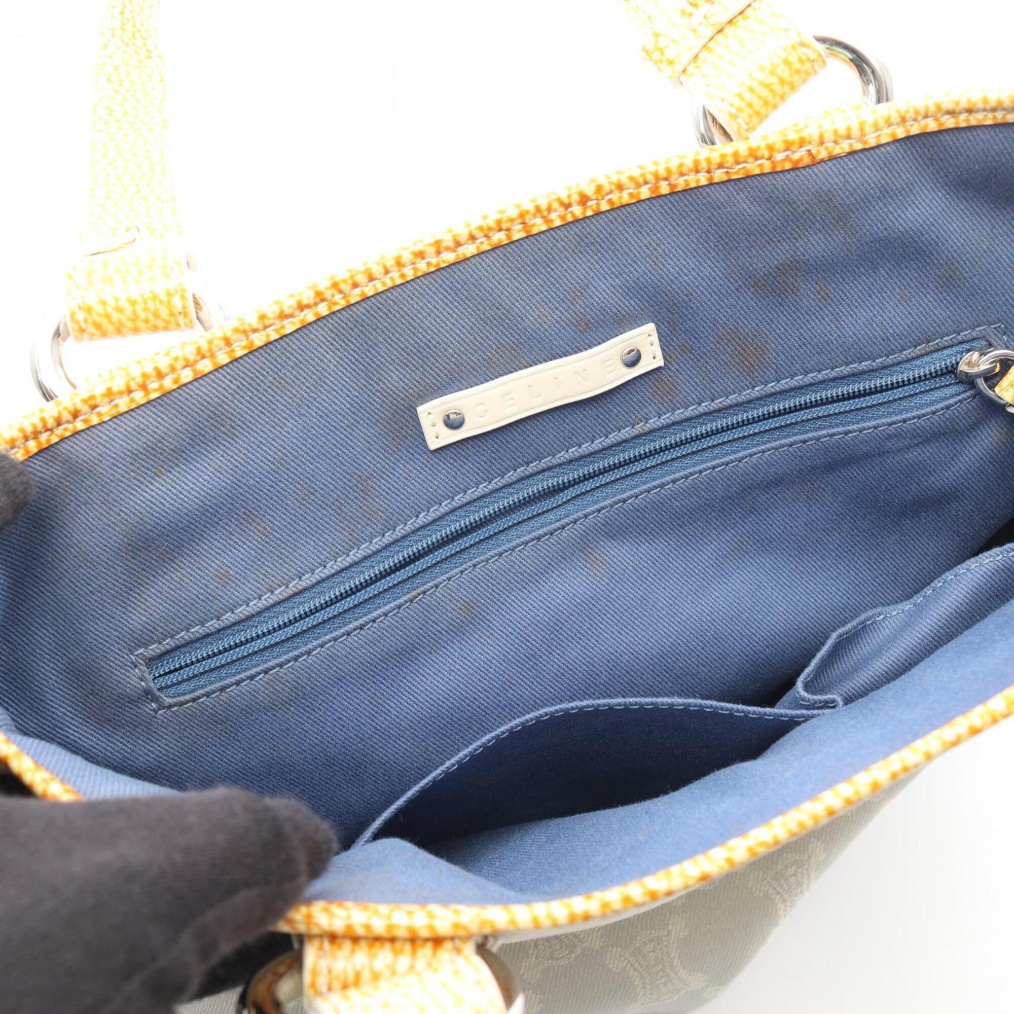 Celine Gray Yellow Canvas Handbag Tote Bag (Pre-Owned)