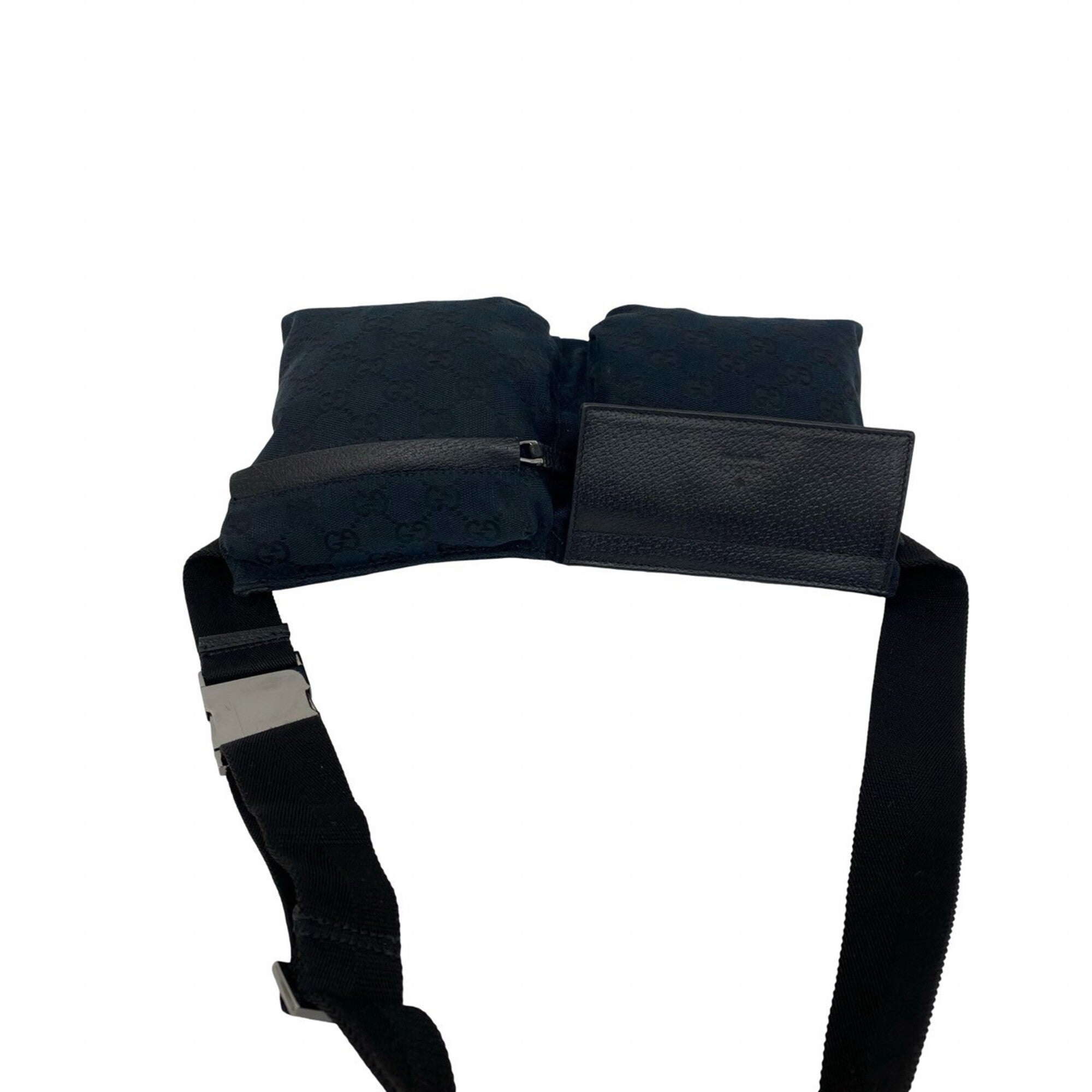 Gucci Black Canvas Leather Pouch Shoulder Bag Sling Bag (Pre-Owned)