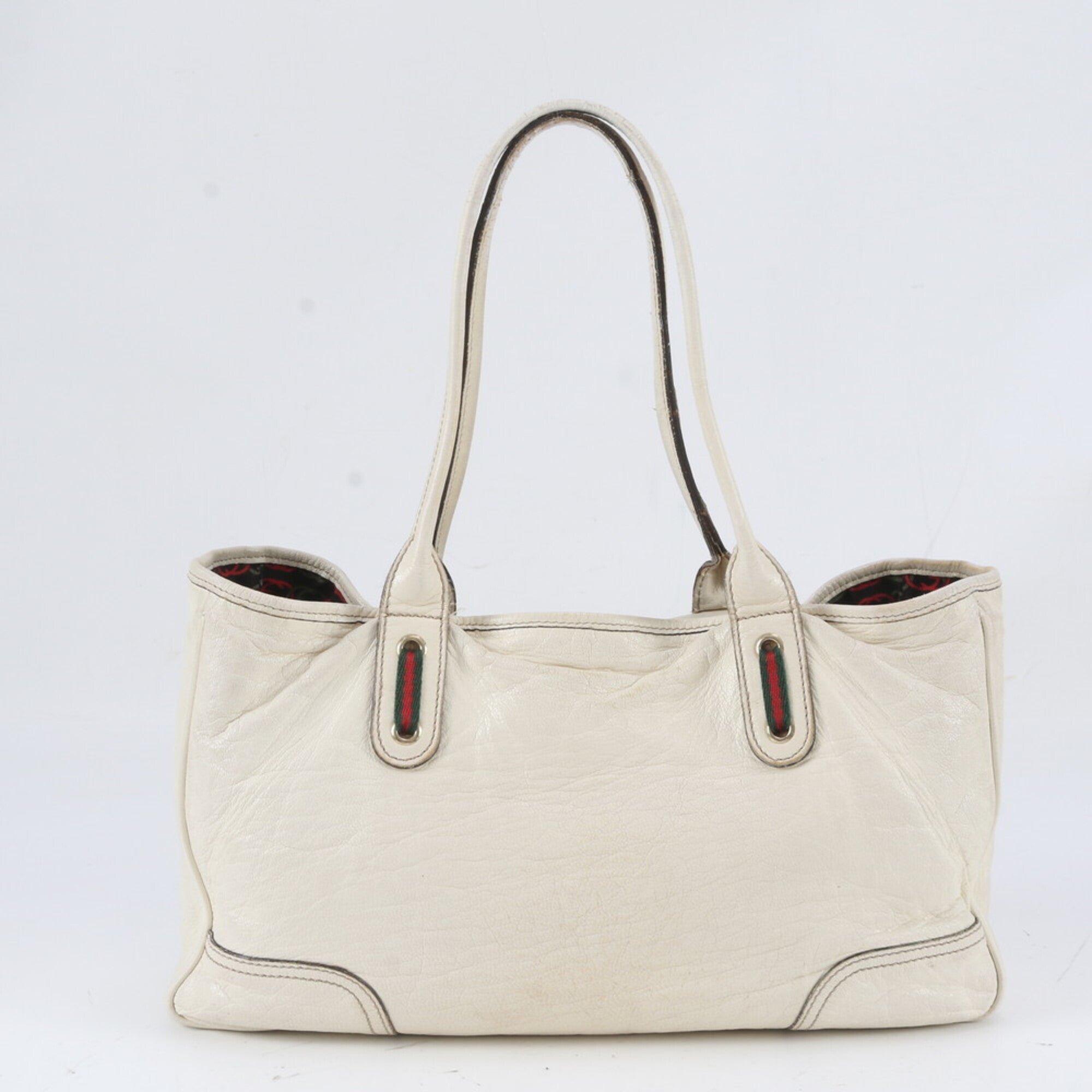 Gucci Ivory Leather Handbag Shoulder Bag Tote Bag (Pre-Owned)