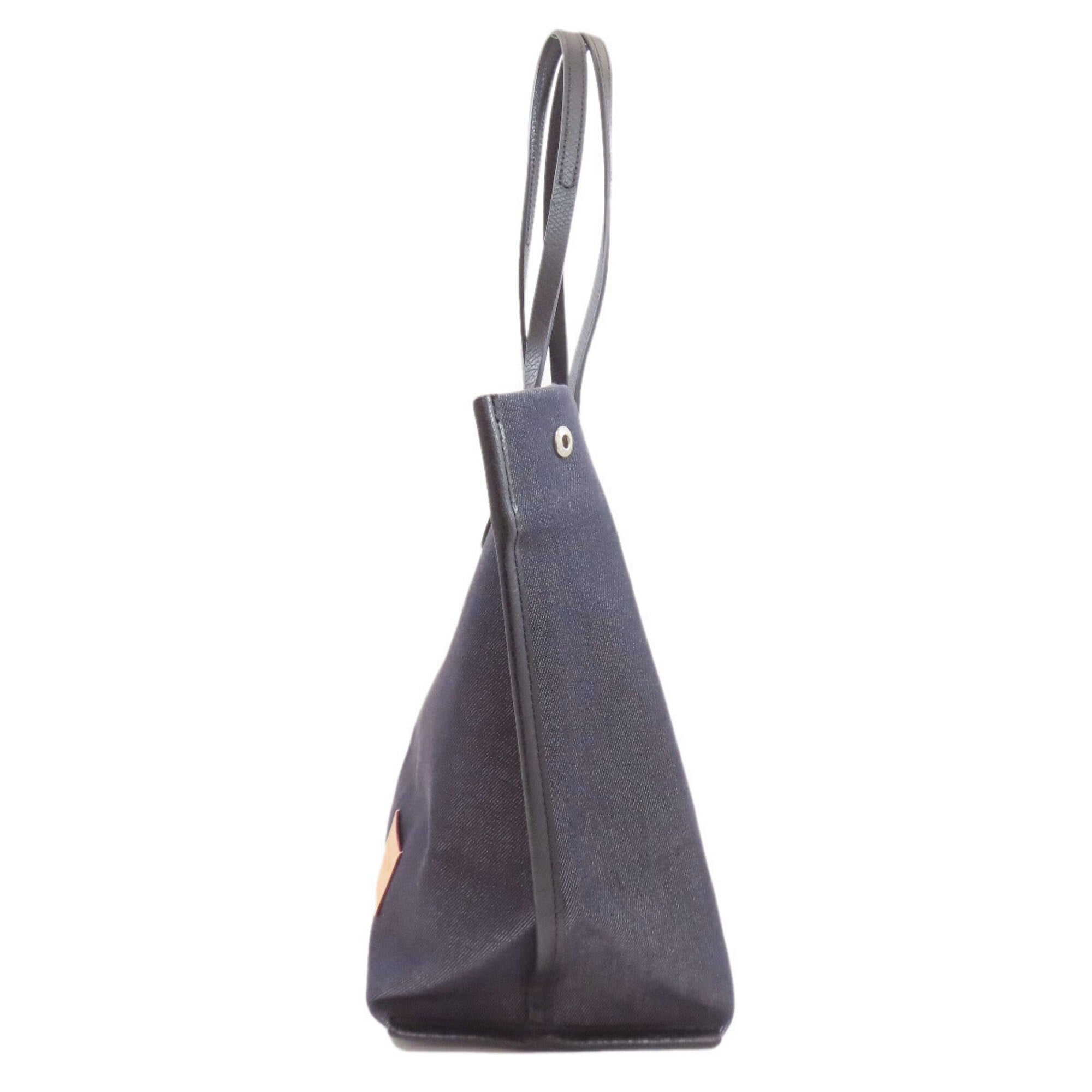 Longchamp Navy Canvas Shopping Bag Tote Bag (Pre-Owned)
