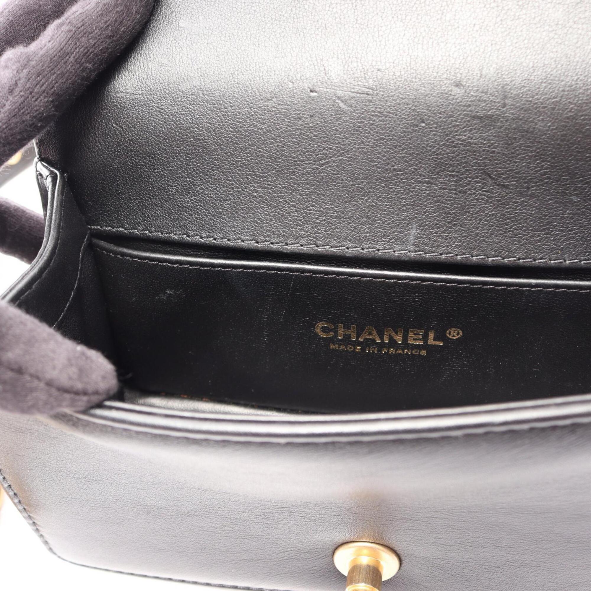 Chanel Black Leather Handbag Shoulder Bag (Pre-Owned)