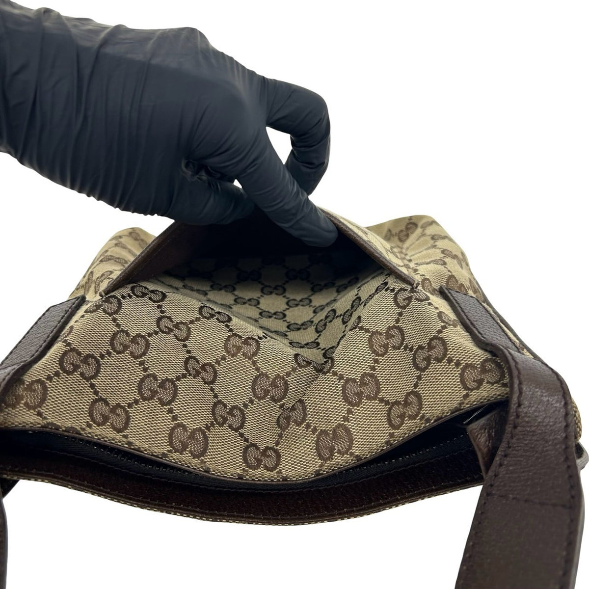 Gucci Brown Canvas Leather Pochette Shoulder Bag (Pre-Owned)