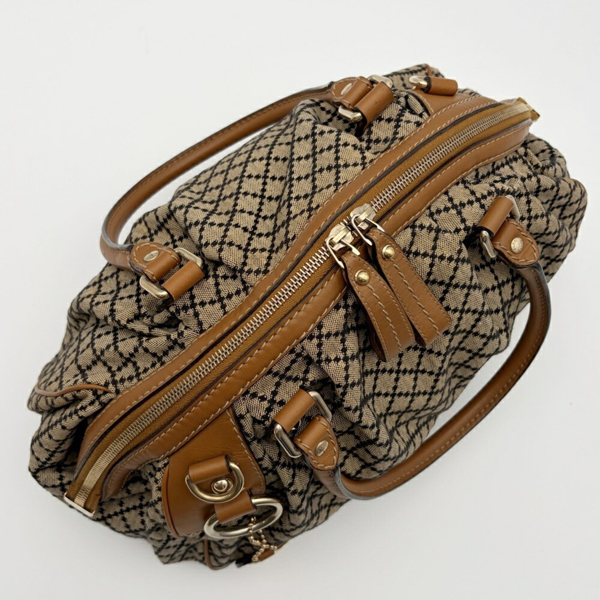 Gucci Brown Canvas Leather Shoulder Bag (Pre-Owned)