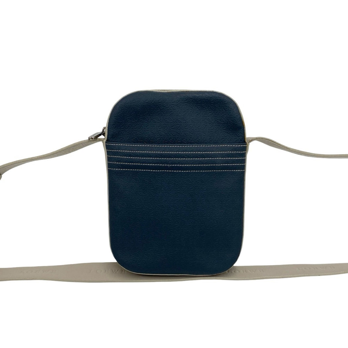 Loewe Beige Navy Leather Pochette Shoulder Bag (Pre-Owned)