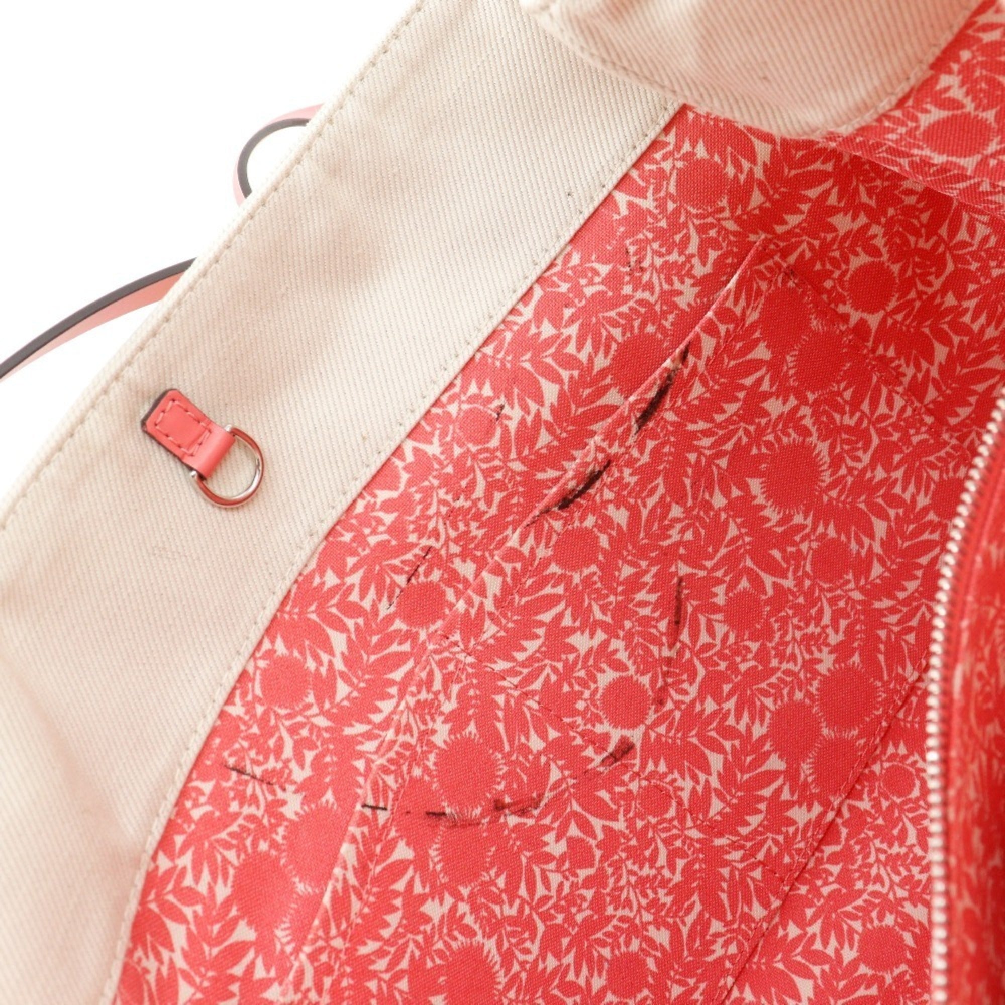 Louis Vuitton Corail Ivory Pink White Canvas Tote Bag (Pre-Owned)
