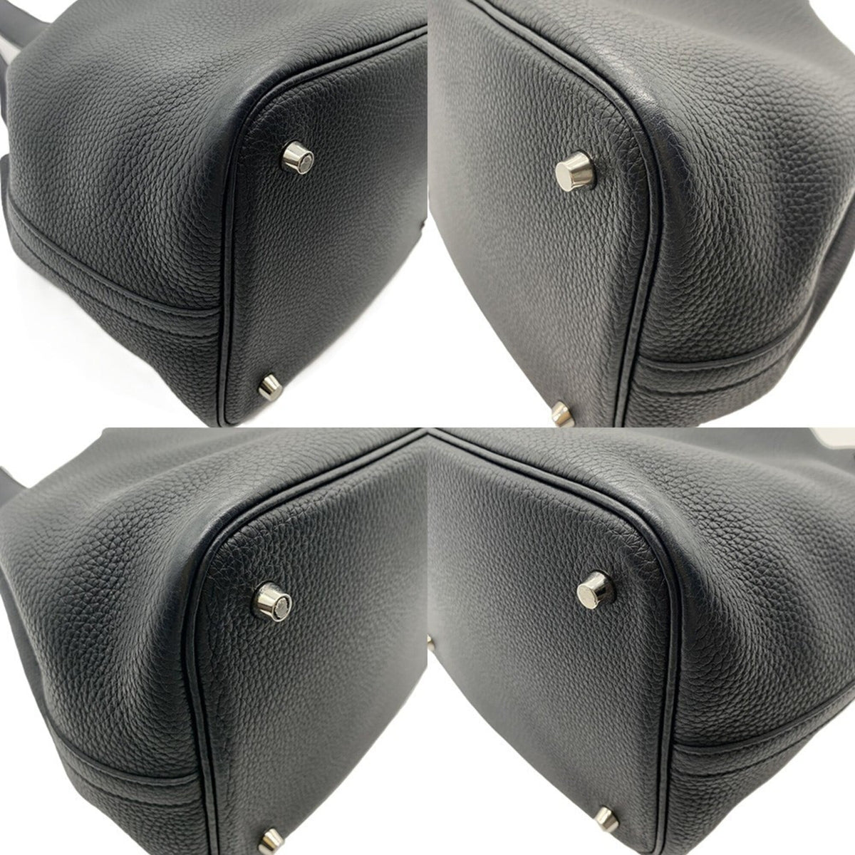 Hermes Picotin Black Taurillon Clemence Leather Handbag Tote Bag (Pre-Owned)