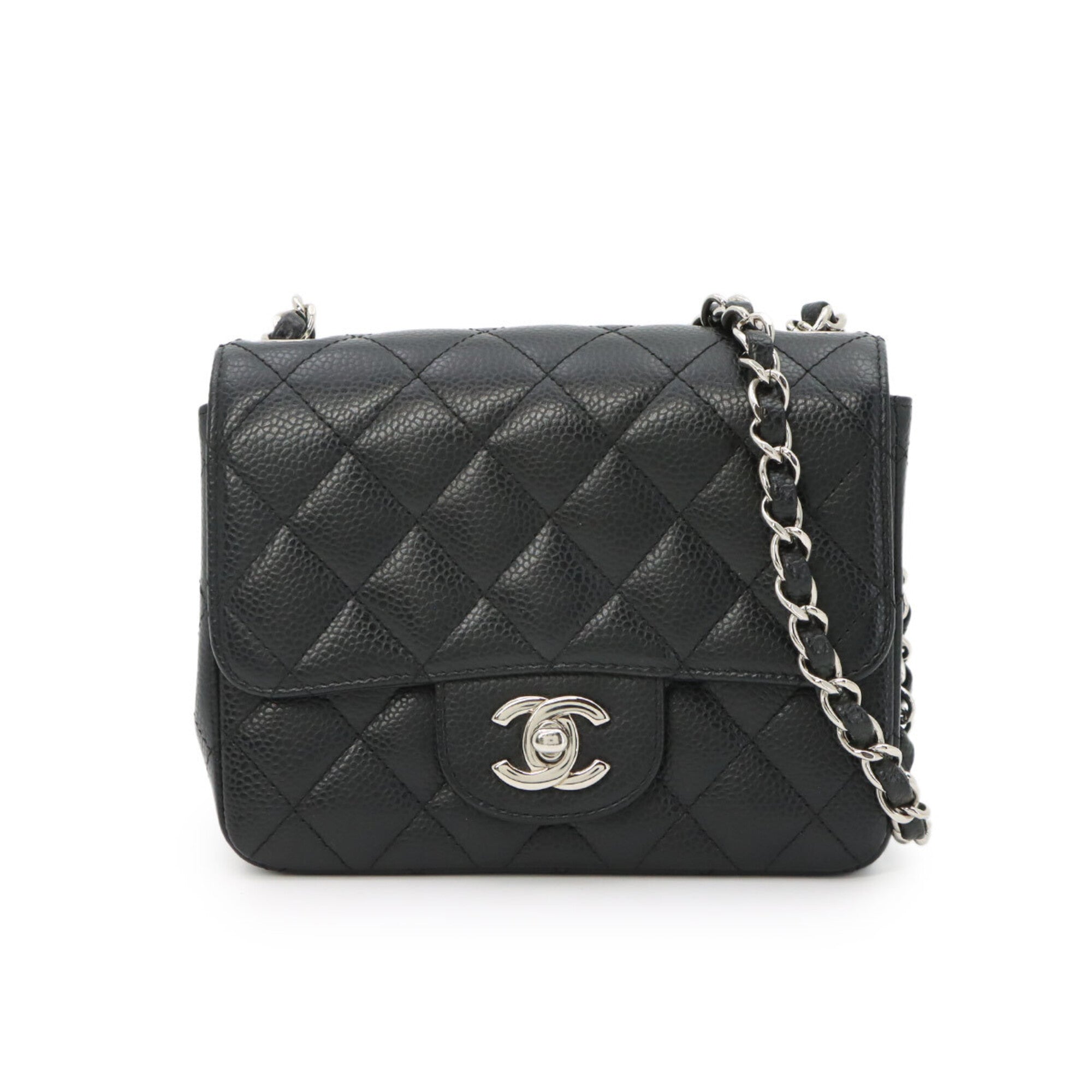 Chanel Black Grained Calfskin Handbag Shoulder Bag (Pre-Owned)