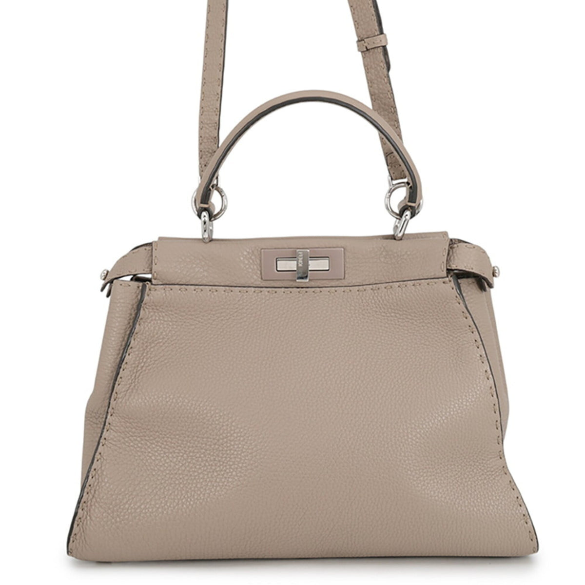 Fendi Selleria Silver Leather Handbag Shoulder Bag (Pre-Owned)
