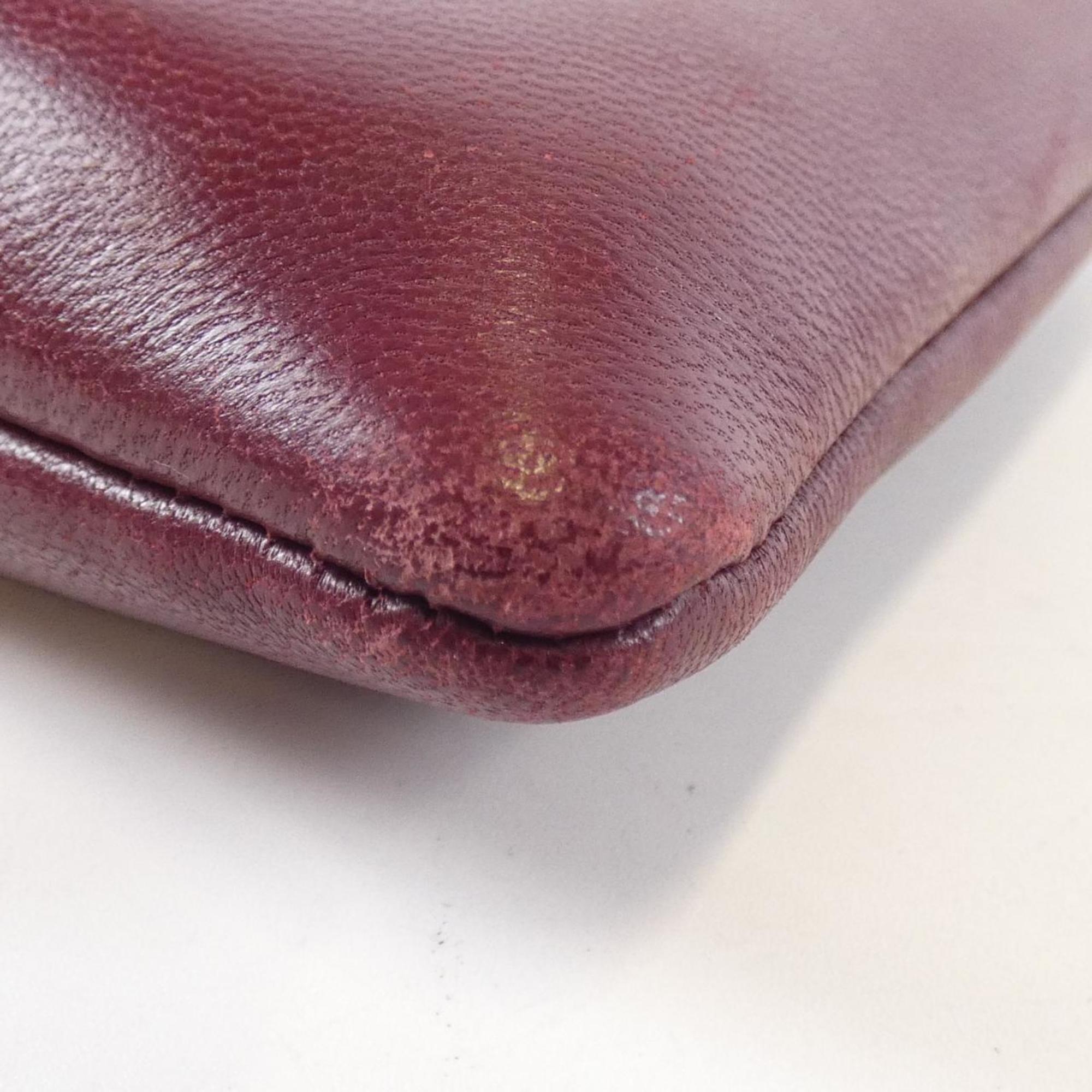 Yves Saint Laurent Bordeaux Leather Pouch (Pre-Owned)