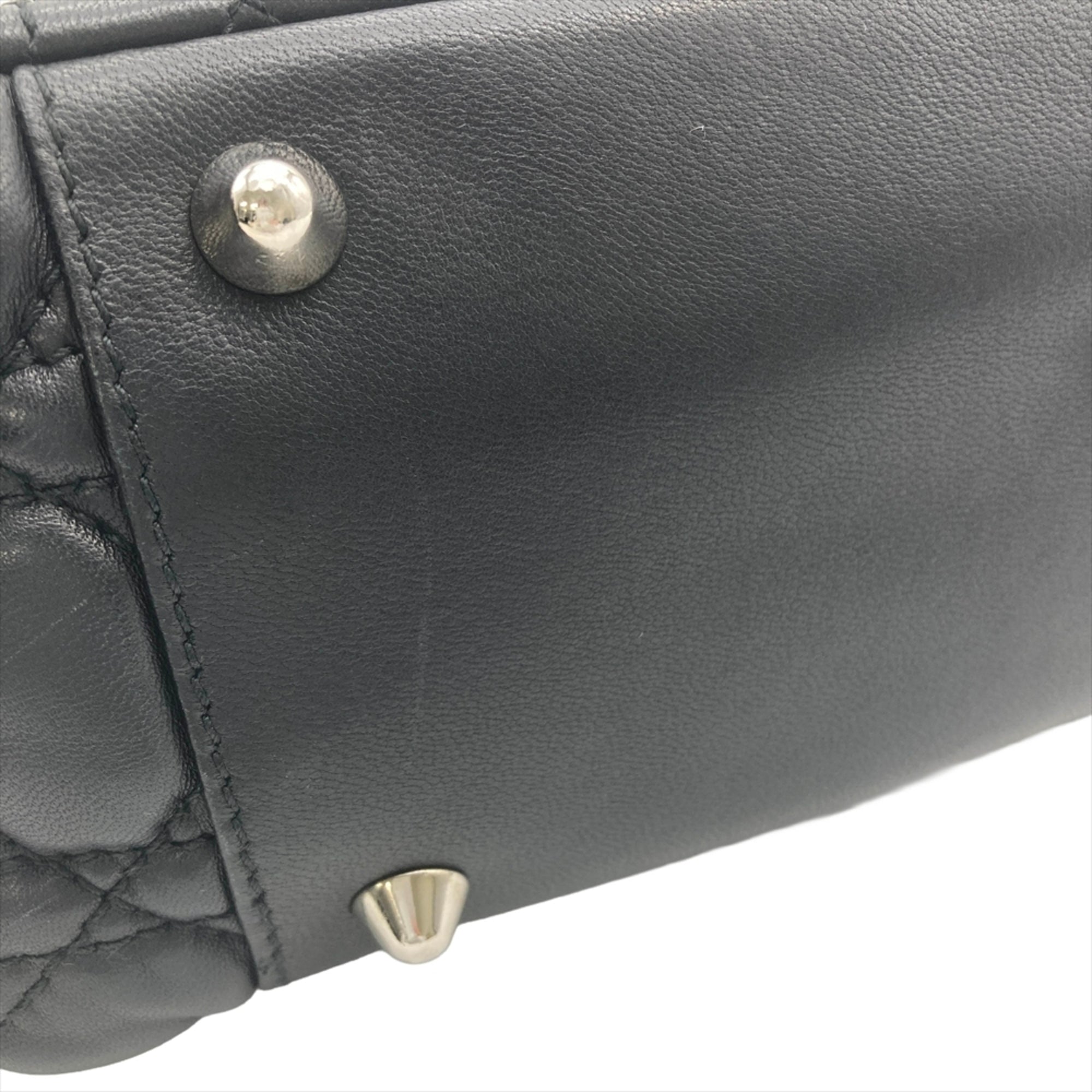 Christian Dior Black Leather Handbag Tote Bag (Pre-Owned)