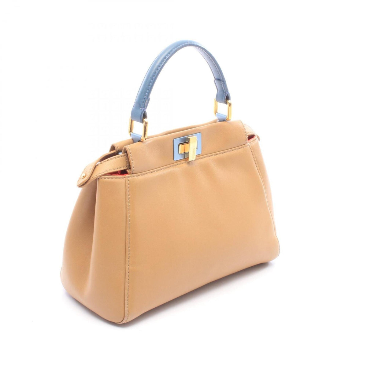 Fendi Blue Brown Leather Handbag (Pre-Owned)