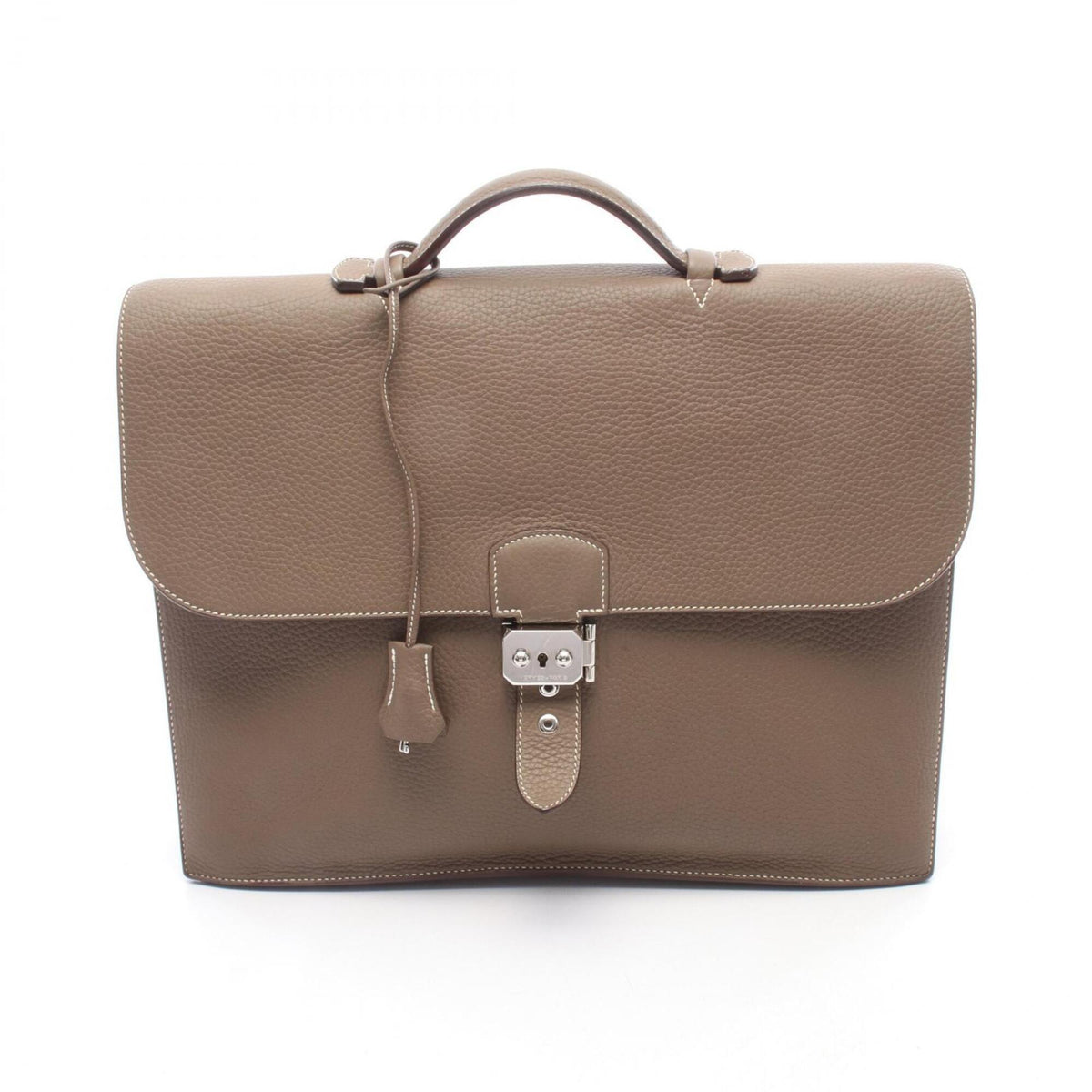 Hermes Gray Taurillon Clemence Leather Leather Handbag (Pre-Owned)