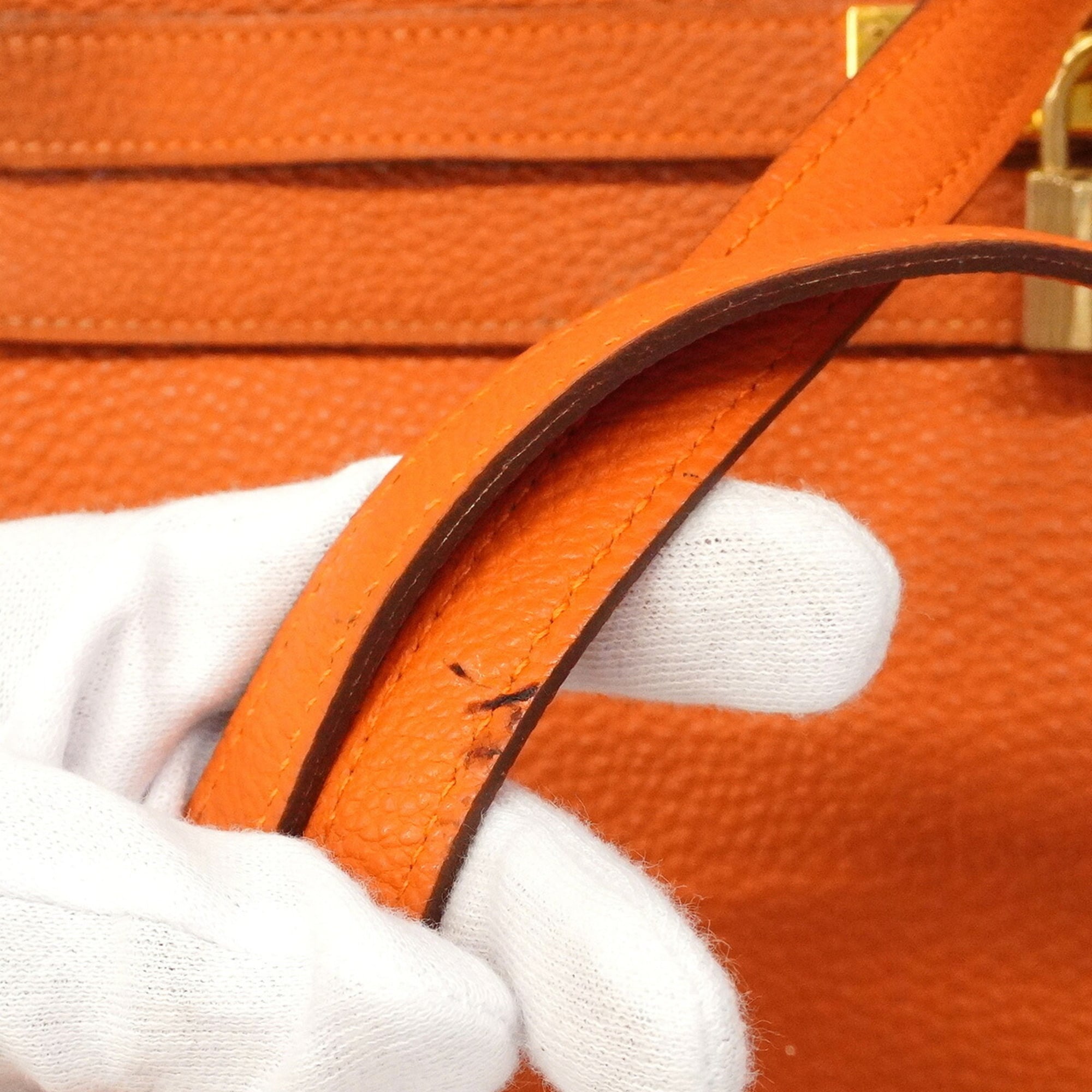Hermes Orange Togo Leather Handbag (Pre-Owned)