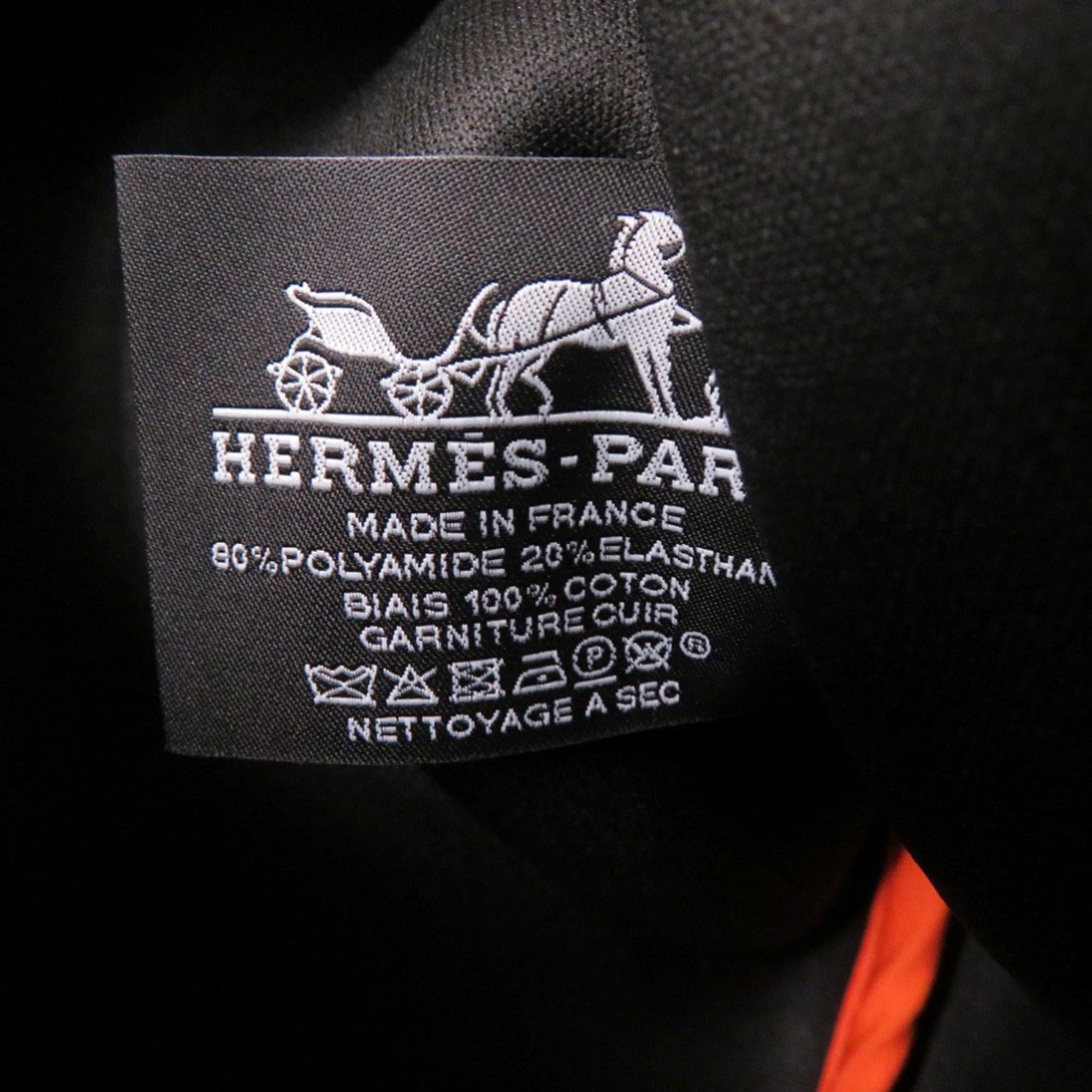 Hermes Black Orange Polyamide Nylon Pouch (Pre-Owned)
