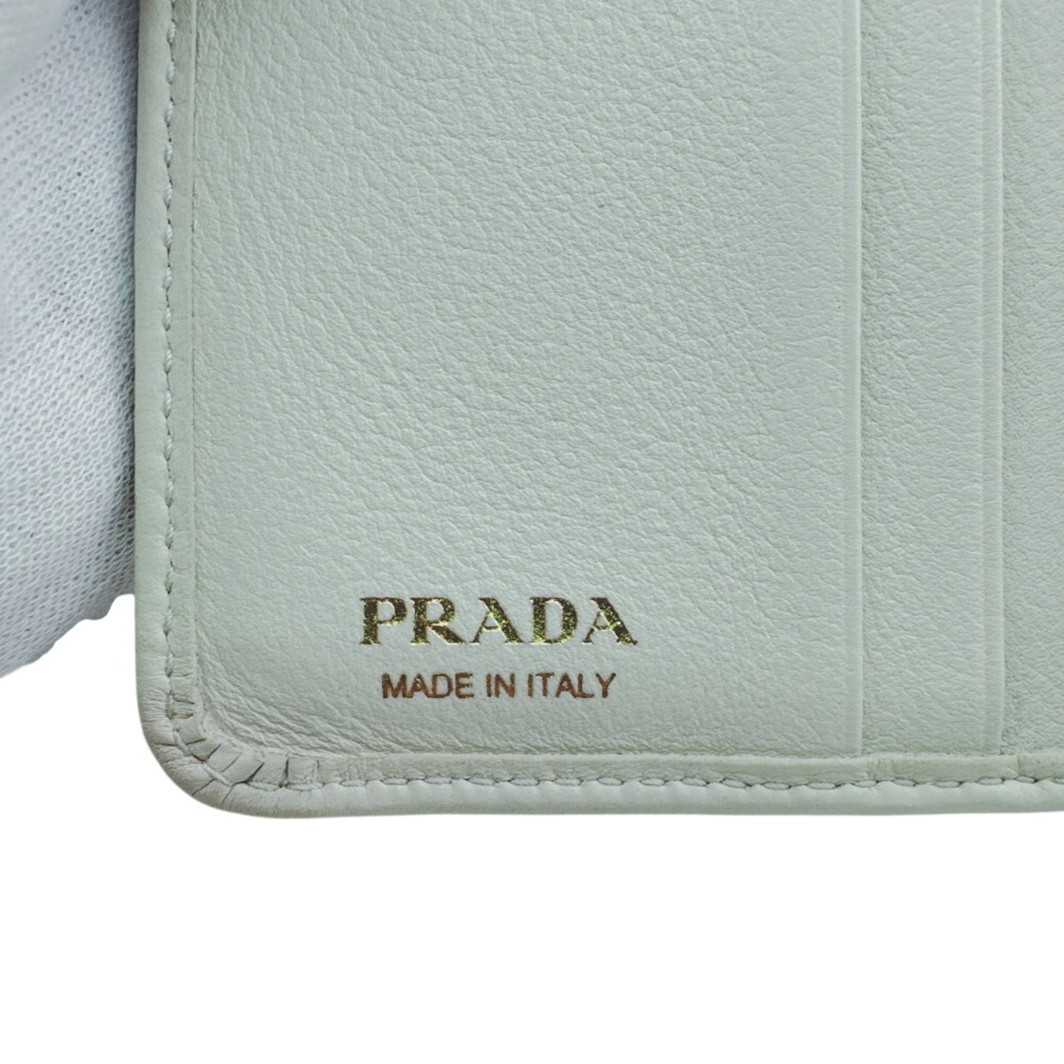 Prada Gold White Leather Wallet (Bi-Fold) (Pre-Owned)