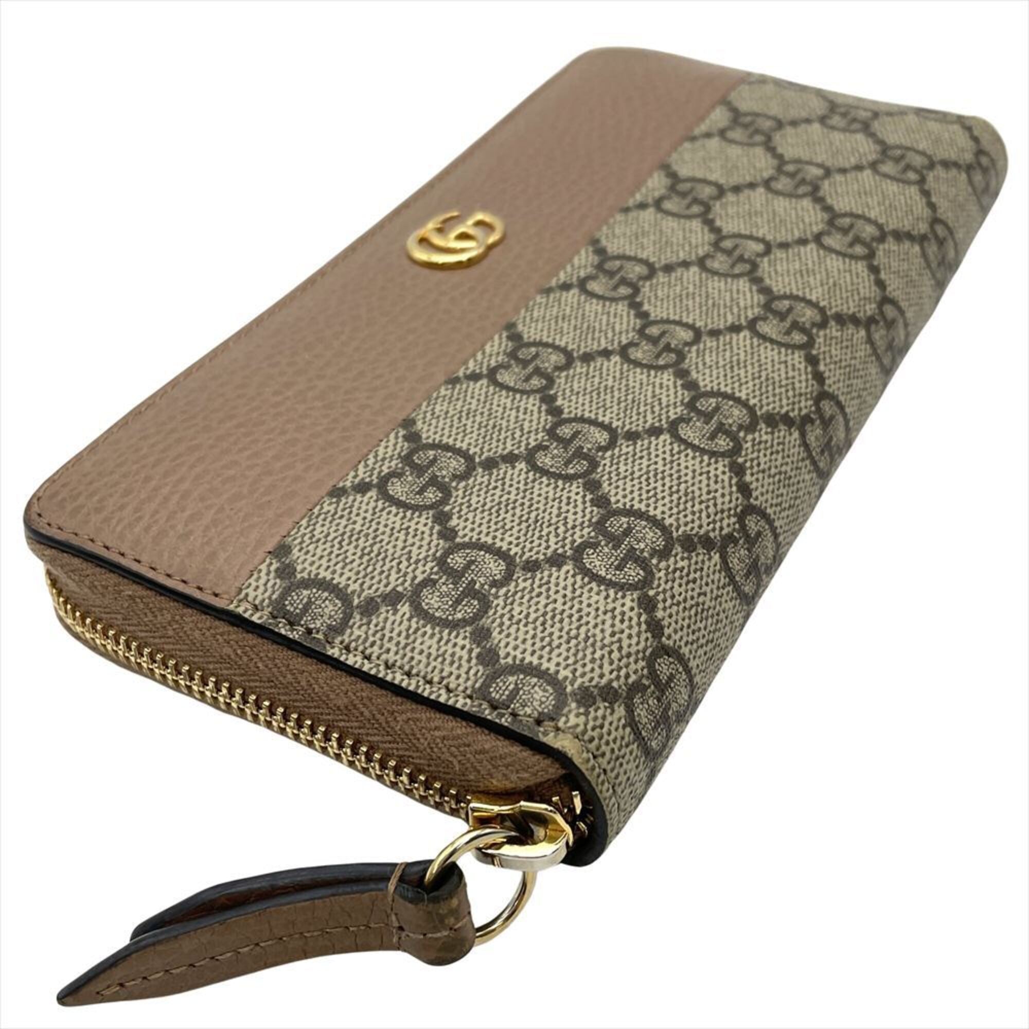 Gucci Beige Gg Leather Pvc Long Wallet (Bi-Fold) (Pre-Owned)
