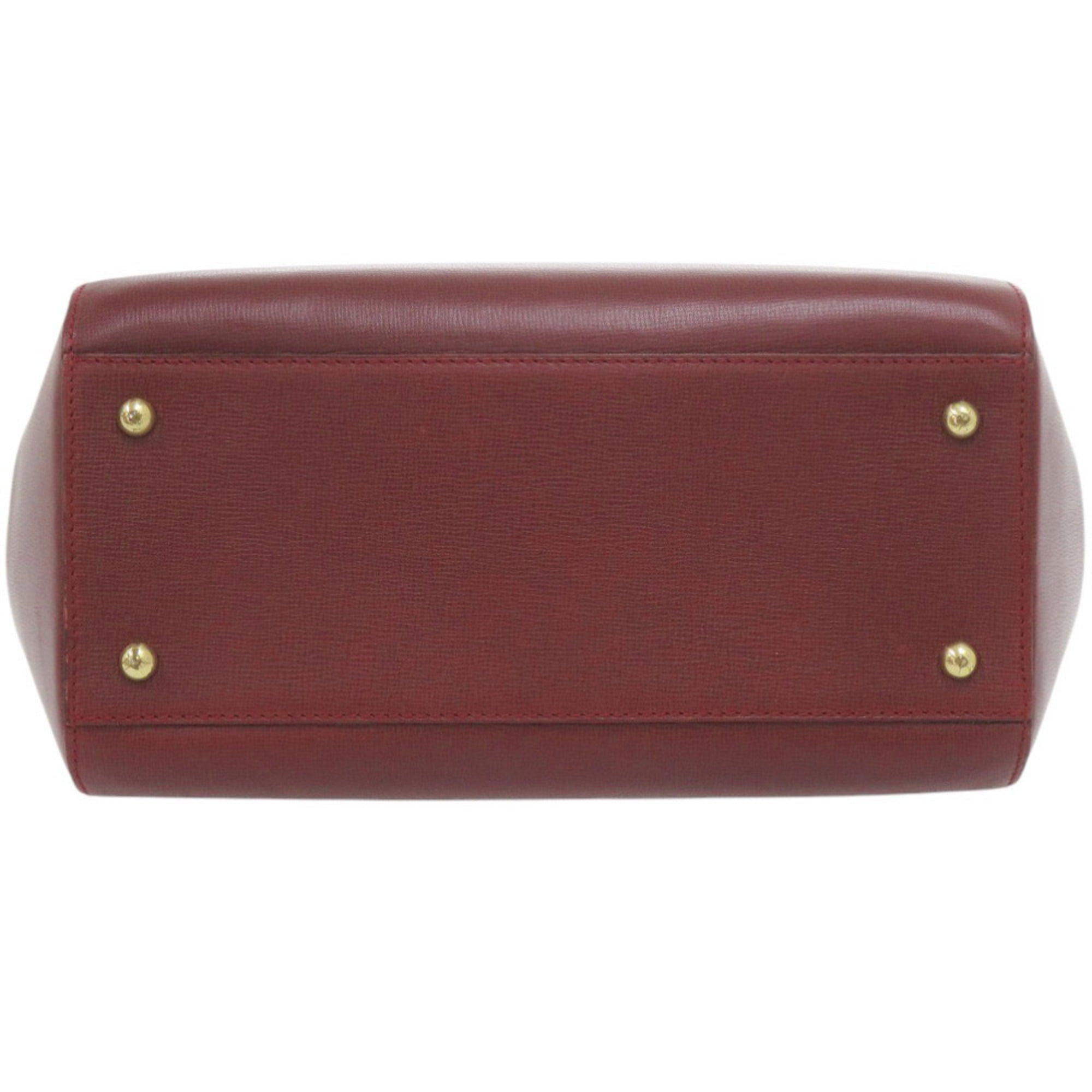Cartier Bordeaux Red Color Leather Boston Bag Handbag (Pre-Owned)