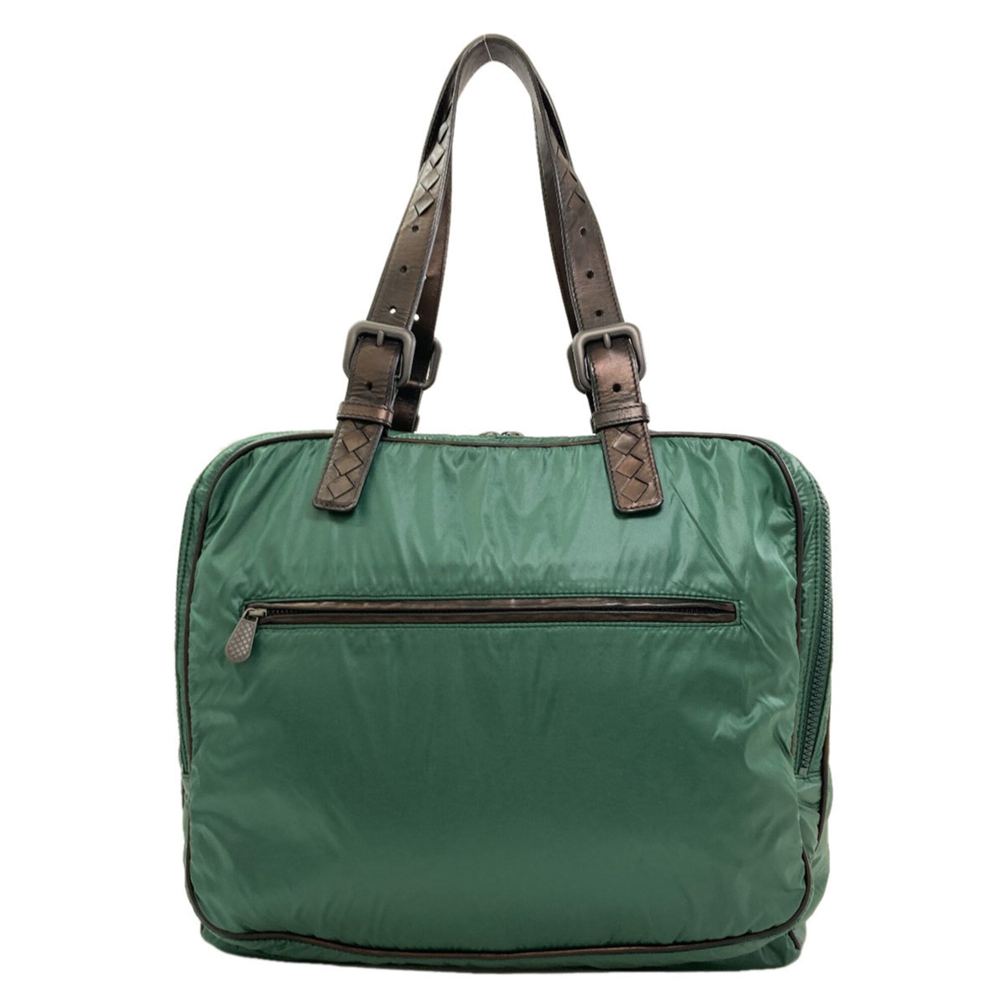 Bottega Veneta Black Green Nylon Handbag (Pre-Owned)
