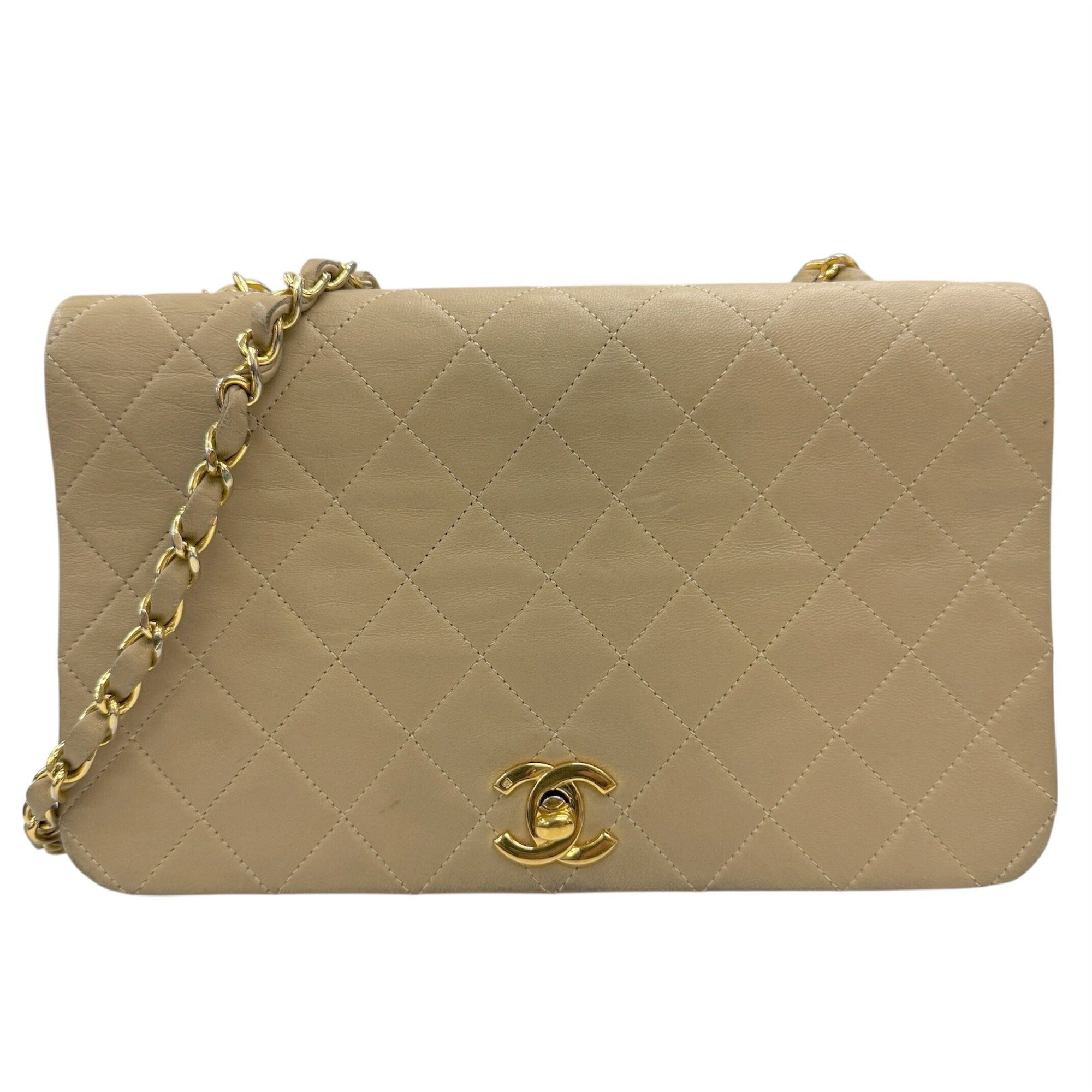 Chanel Matelasse Beige Leather Shoulder Bag (Pre-Owned)