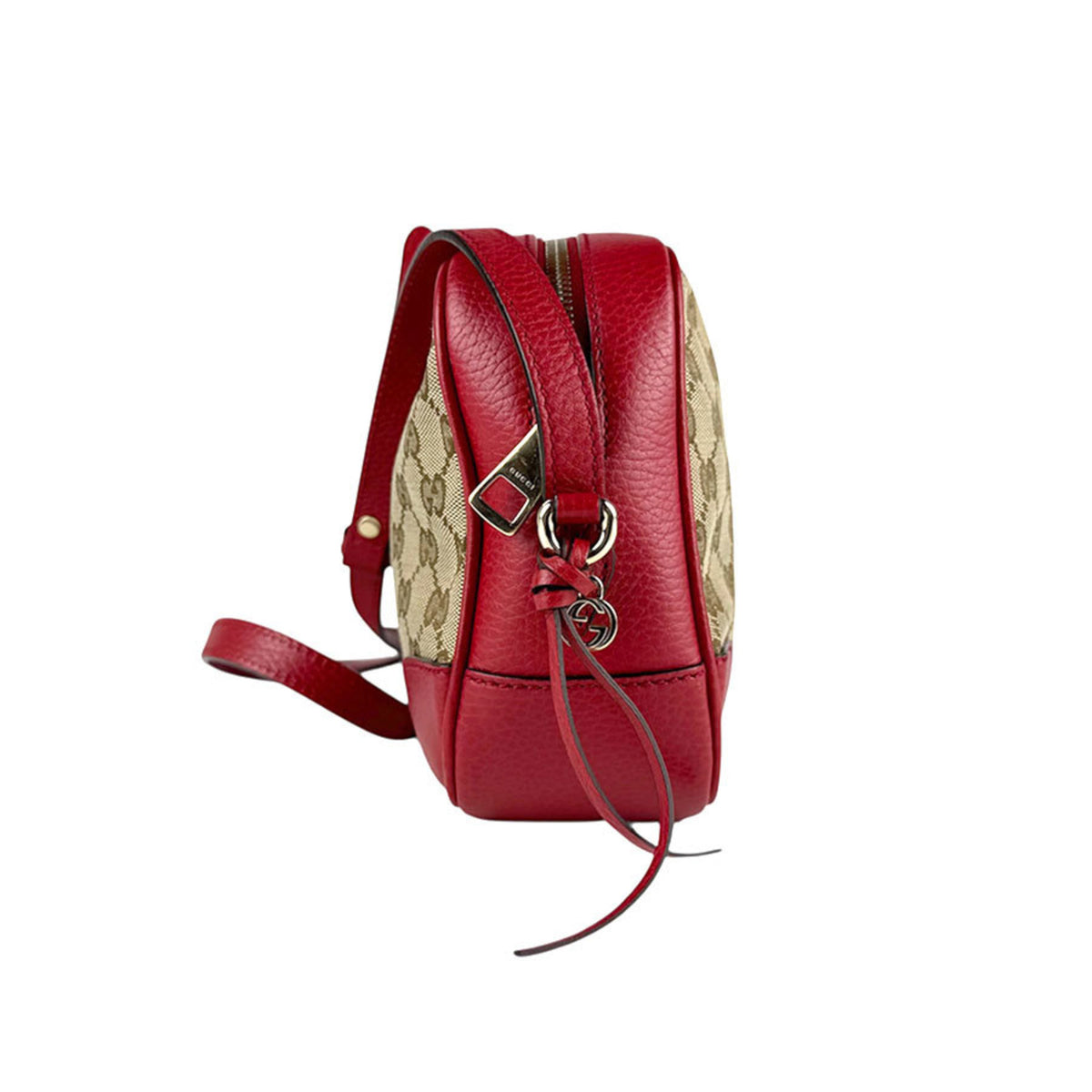 Gucci Brown Red Color Gg Canvas Leather Shoulder Bag (Pre-Owned)
