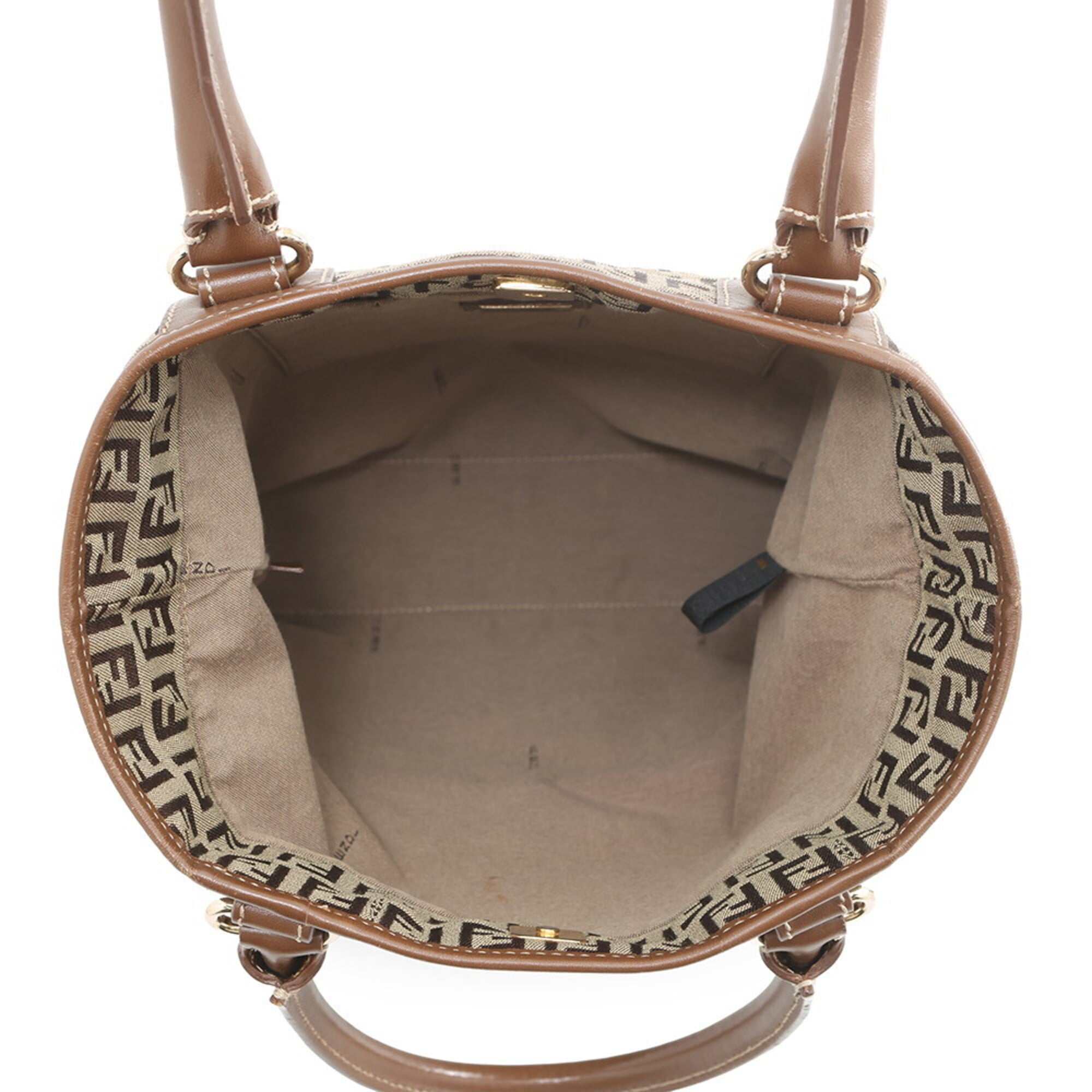 Fendi Khaki Brown Zucchino Handbag Tote Bag (Pre-Owned)