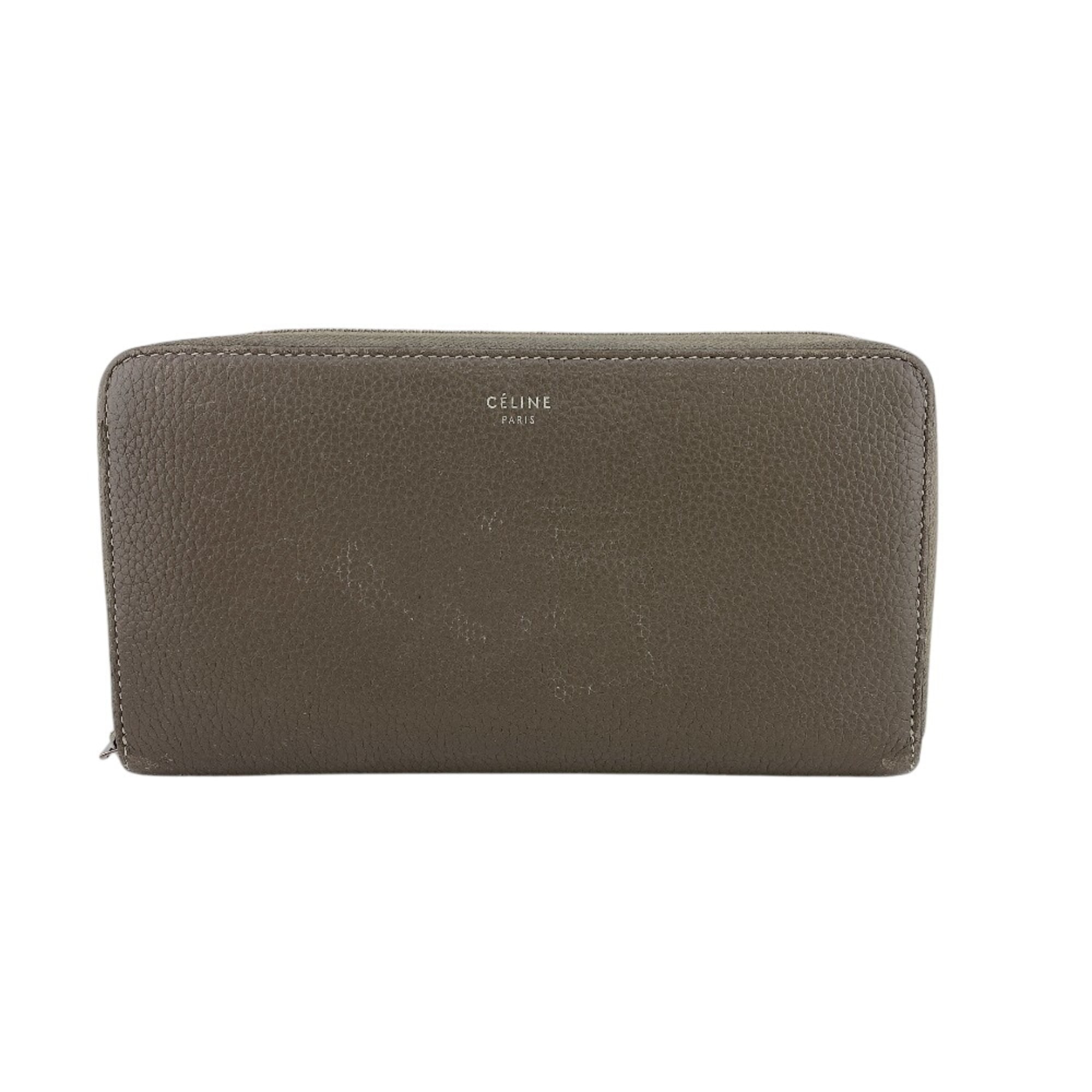 Celine Gray Yellow Leather Long Wallet (Bi-Fold) (Pre-Owned)