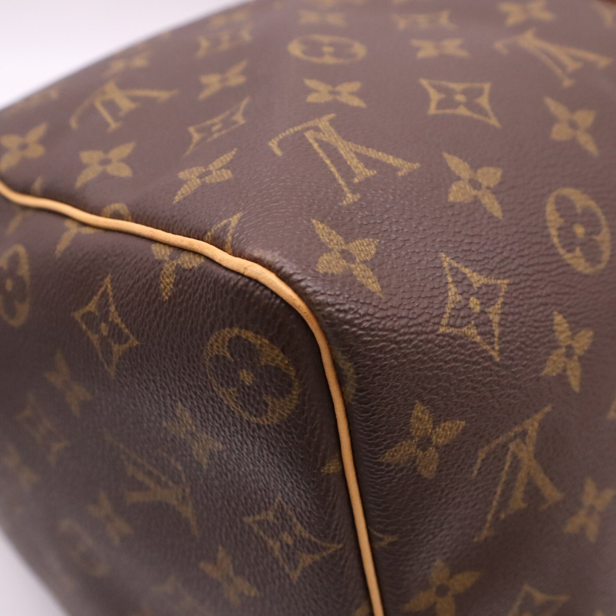 Louis Vuitton Monogram Beige Brown Coated Canvas Leather Boston Bag (Pre-Owned)