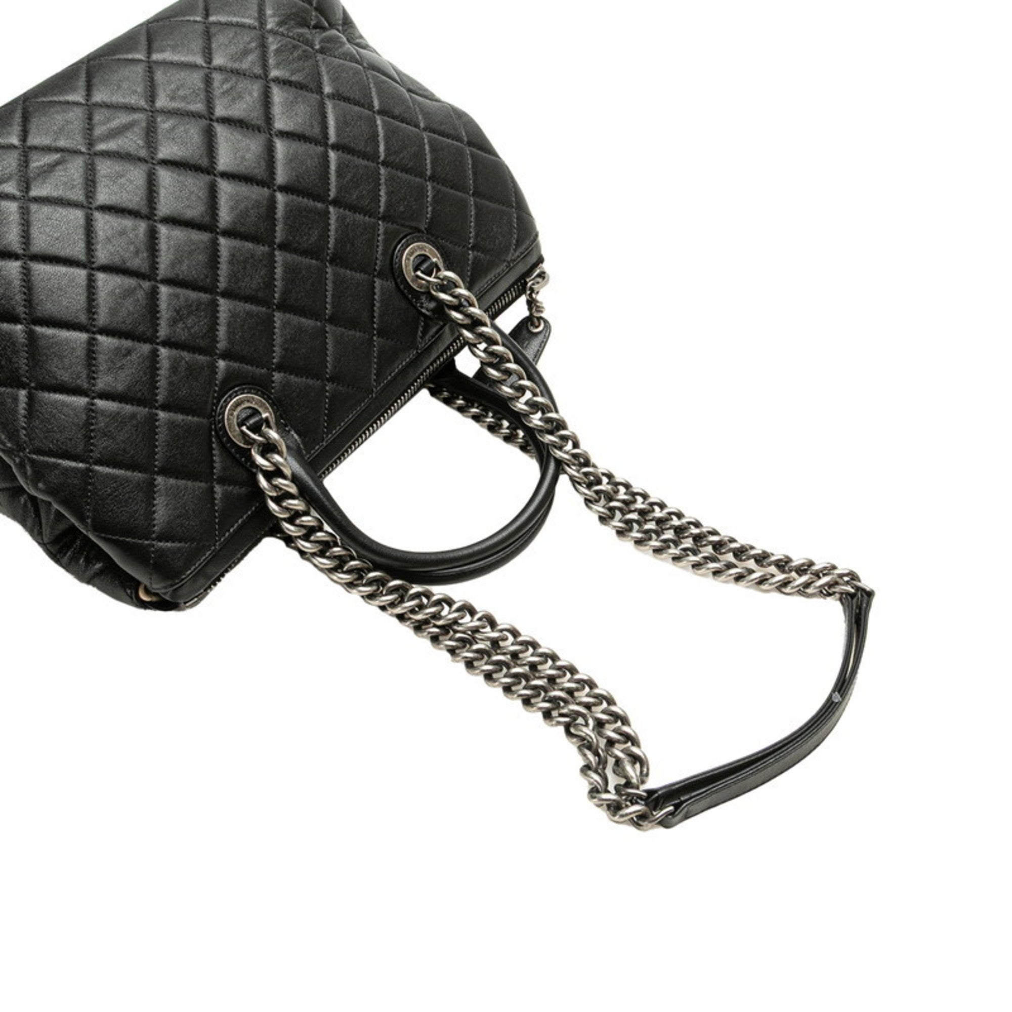 Chanel Black Leather Handbag Shoulder Bag (Pre-Owned)