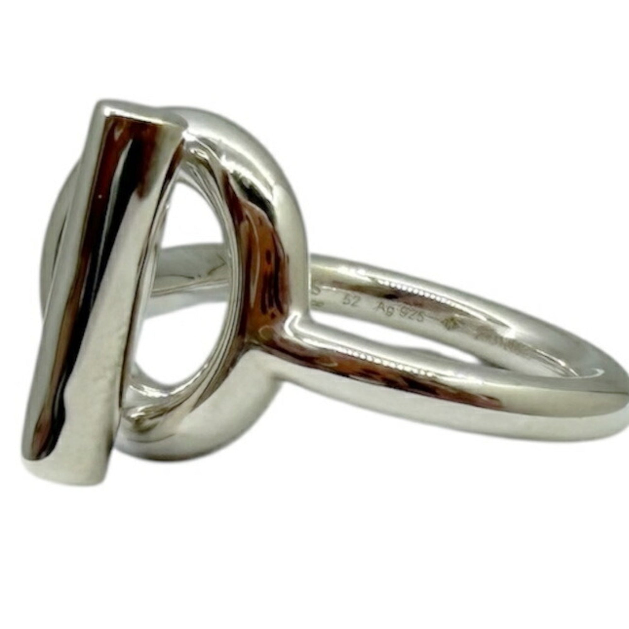 Hermes Silver Silver 925 Band Ring (Pre-Owned)