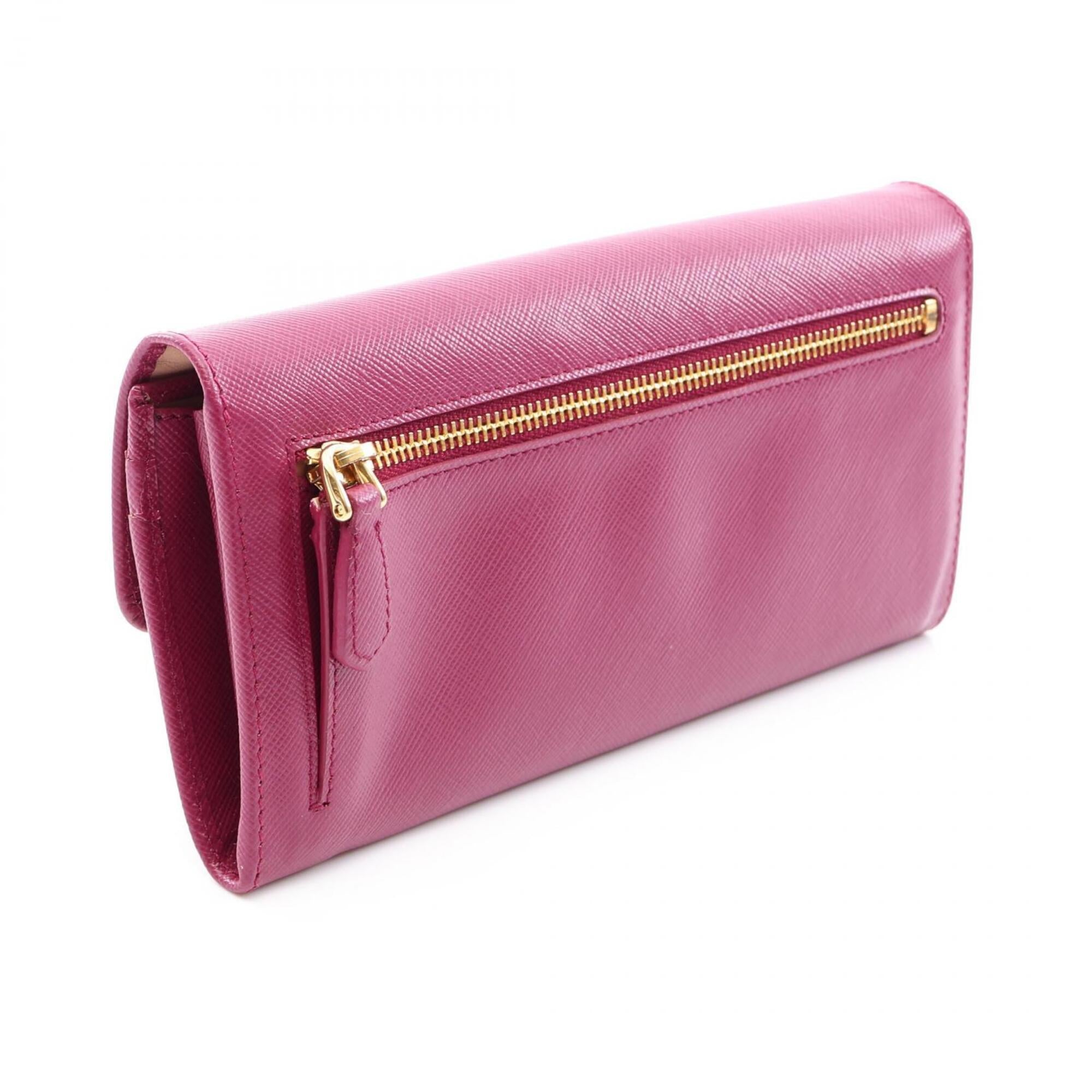 Prada Purple Saffiano Long Wallet (Bi-Fold) (Pre-Owned)