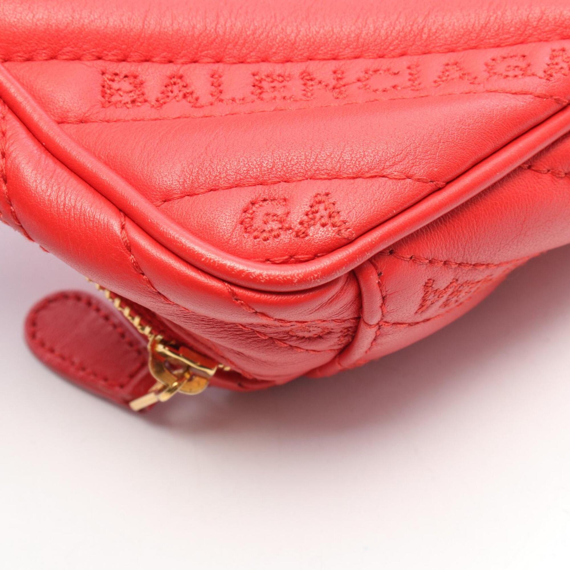 Balenciaga Red Color Leather Handbag Shoulder Bag (Pre-Owned)