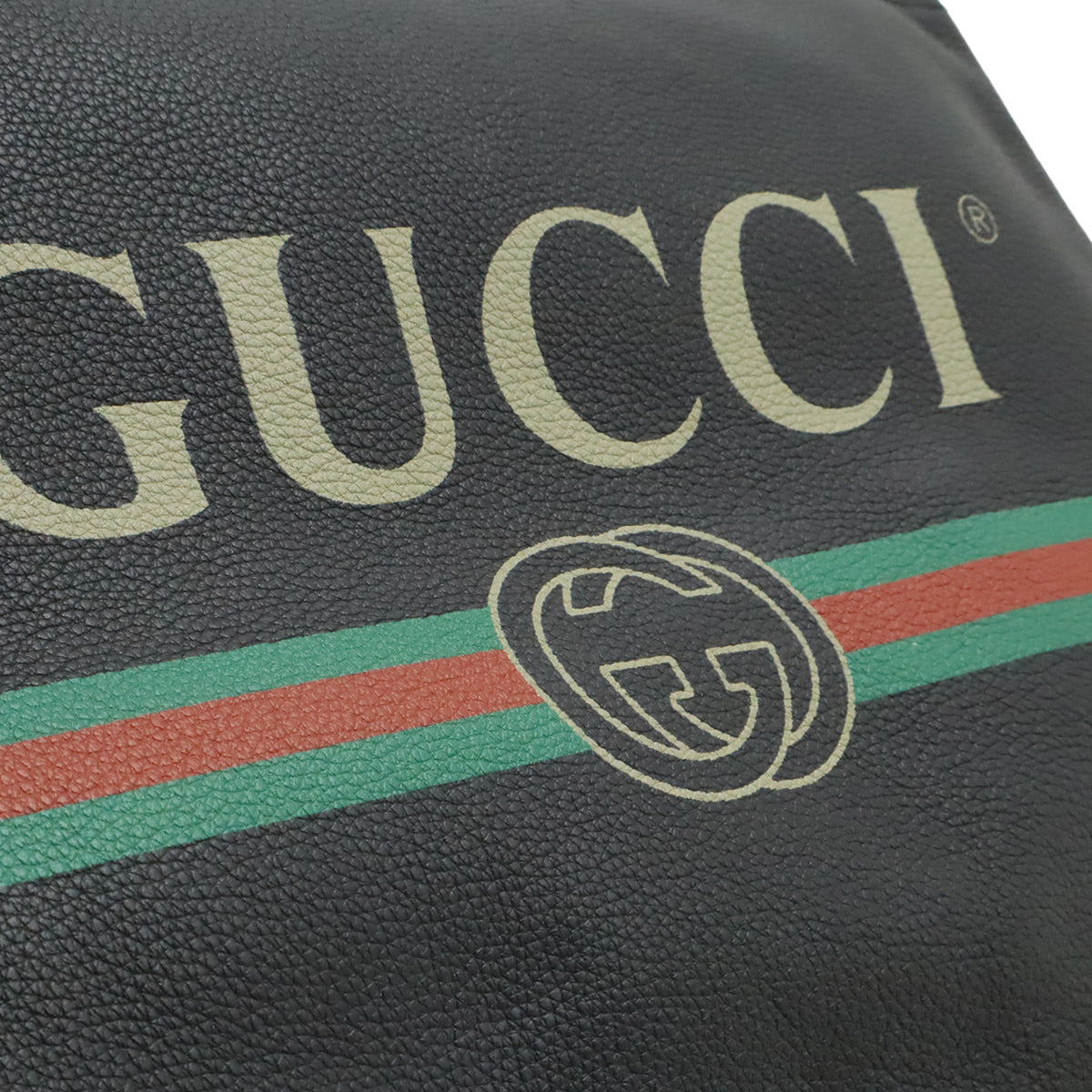 Gucci Black Green Red Color Leather Clutch Bag (Pre-Owned)