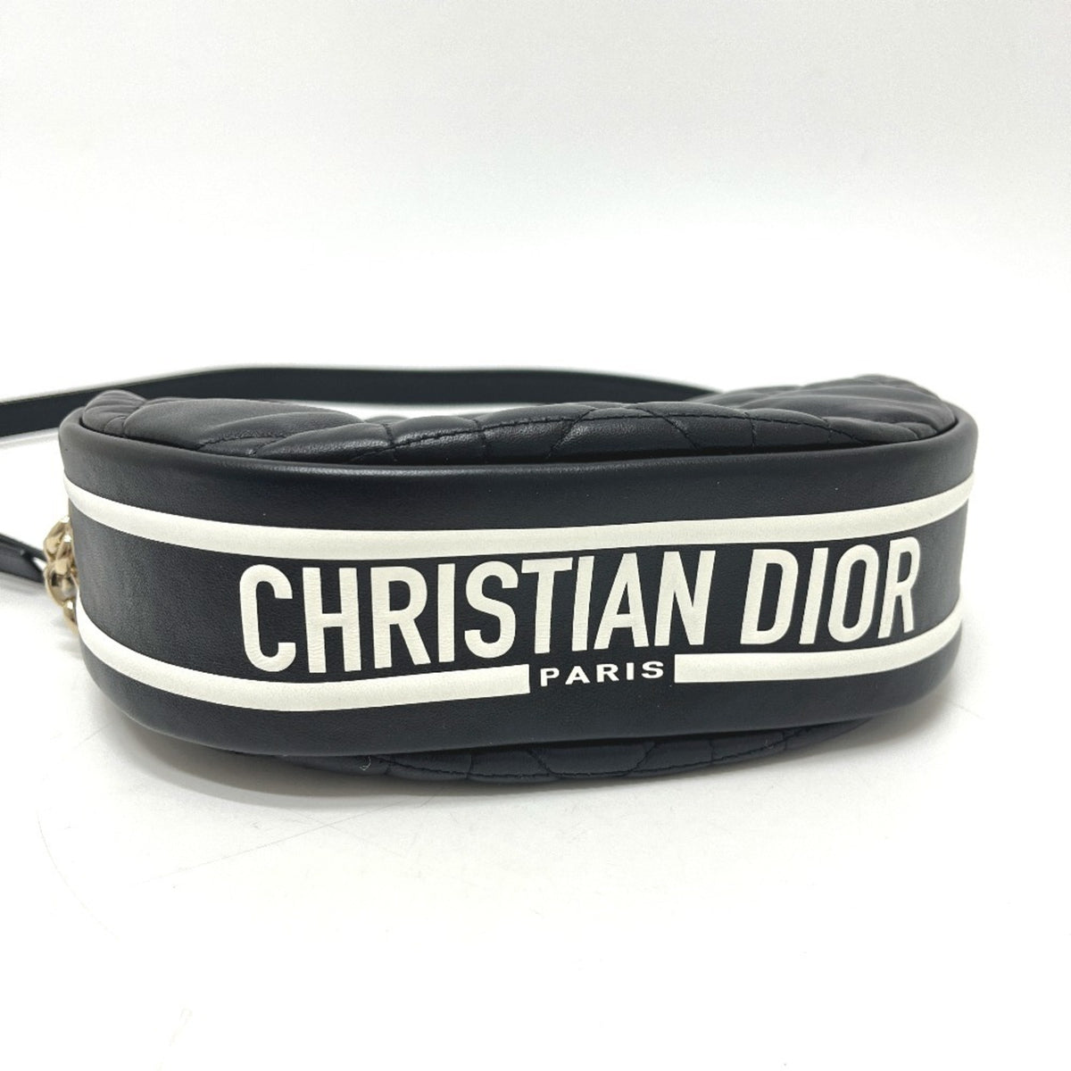 Christian Dior Black White Leather Handbag Shoulder Bag (Pre-Owned)