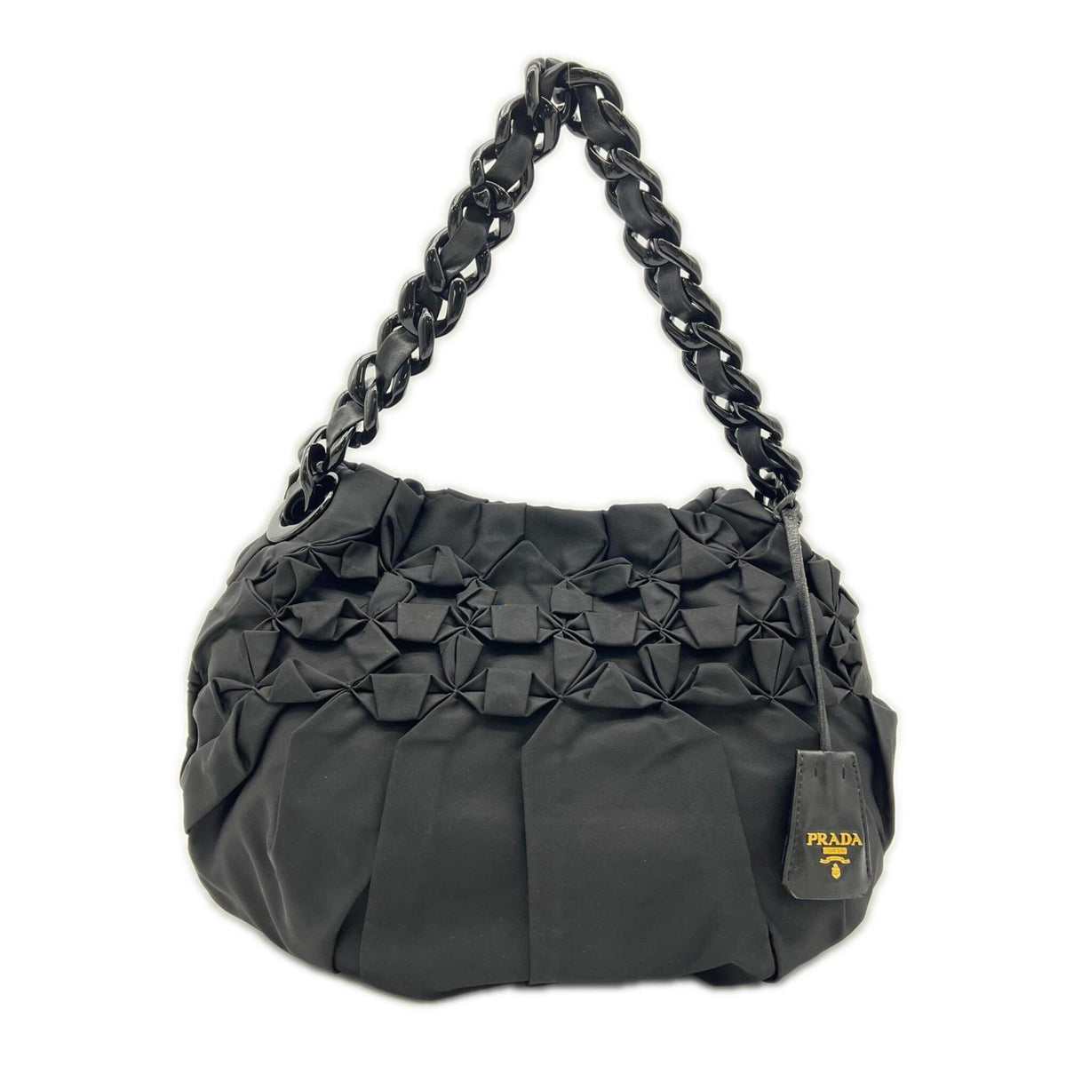 Prada Black Nylon Leather Plastic Handbag (Pre-Owned)
