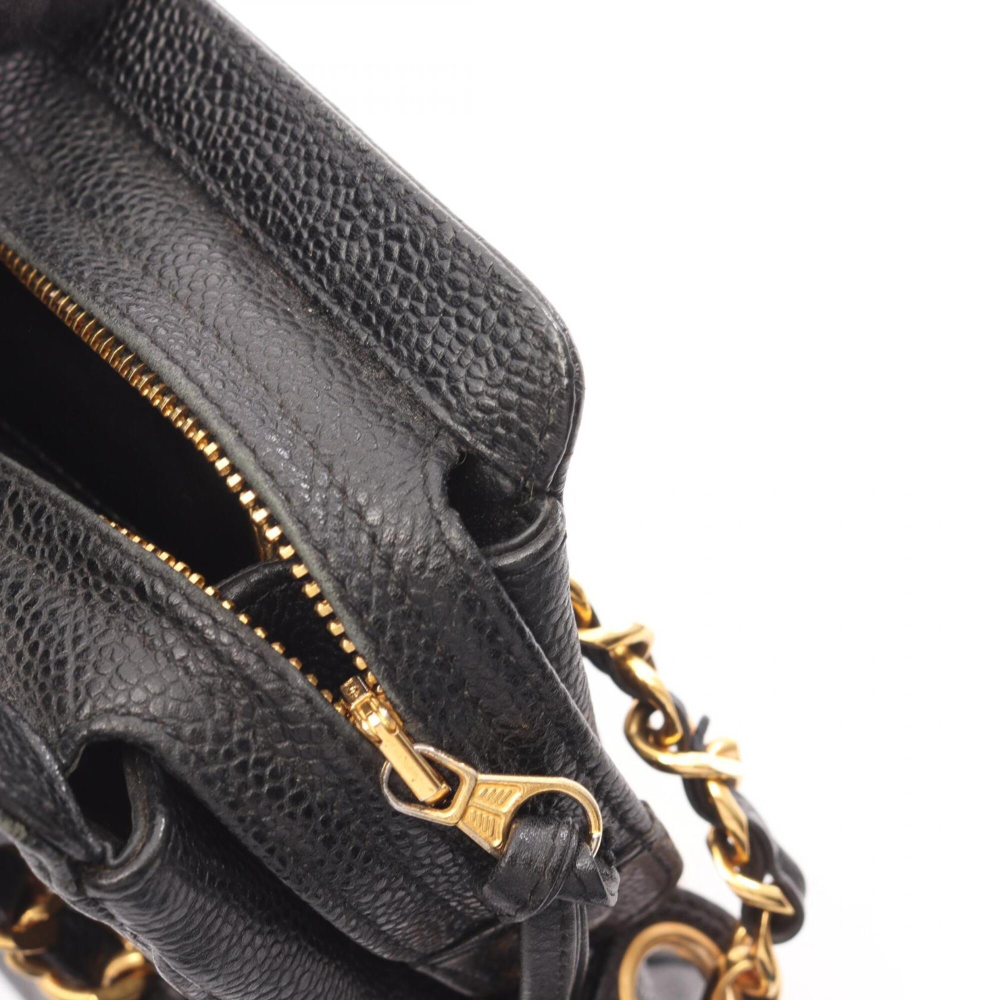Chanel Black Grained Calfskin Handbag Tote Bag (Pre-Owned)