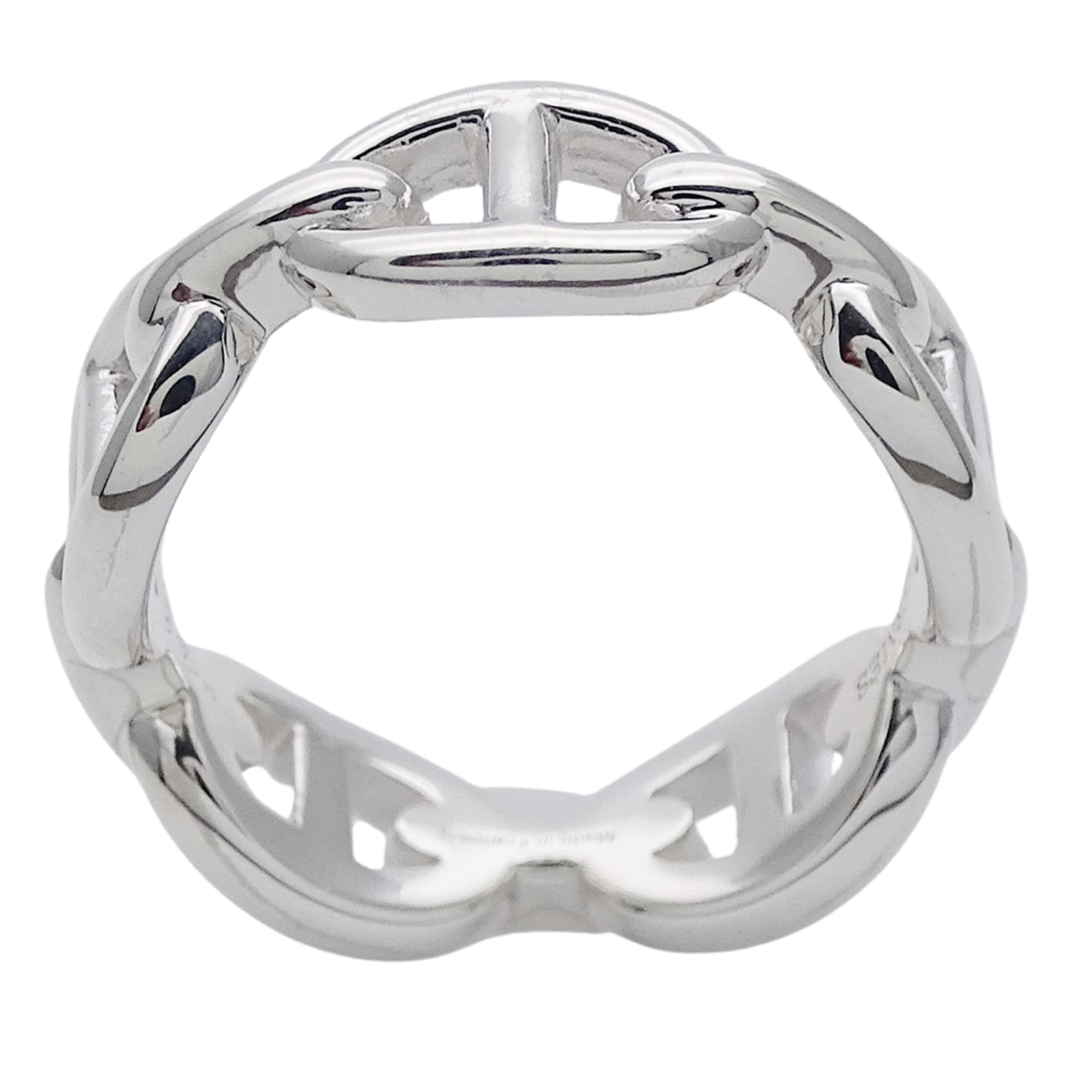 Hermes Silver Silver 925 Band Ring (Pre-Owned)