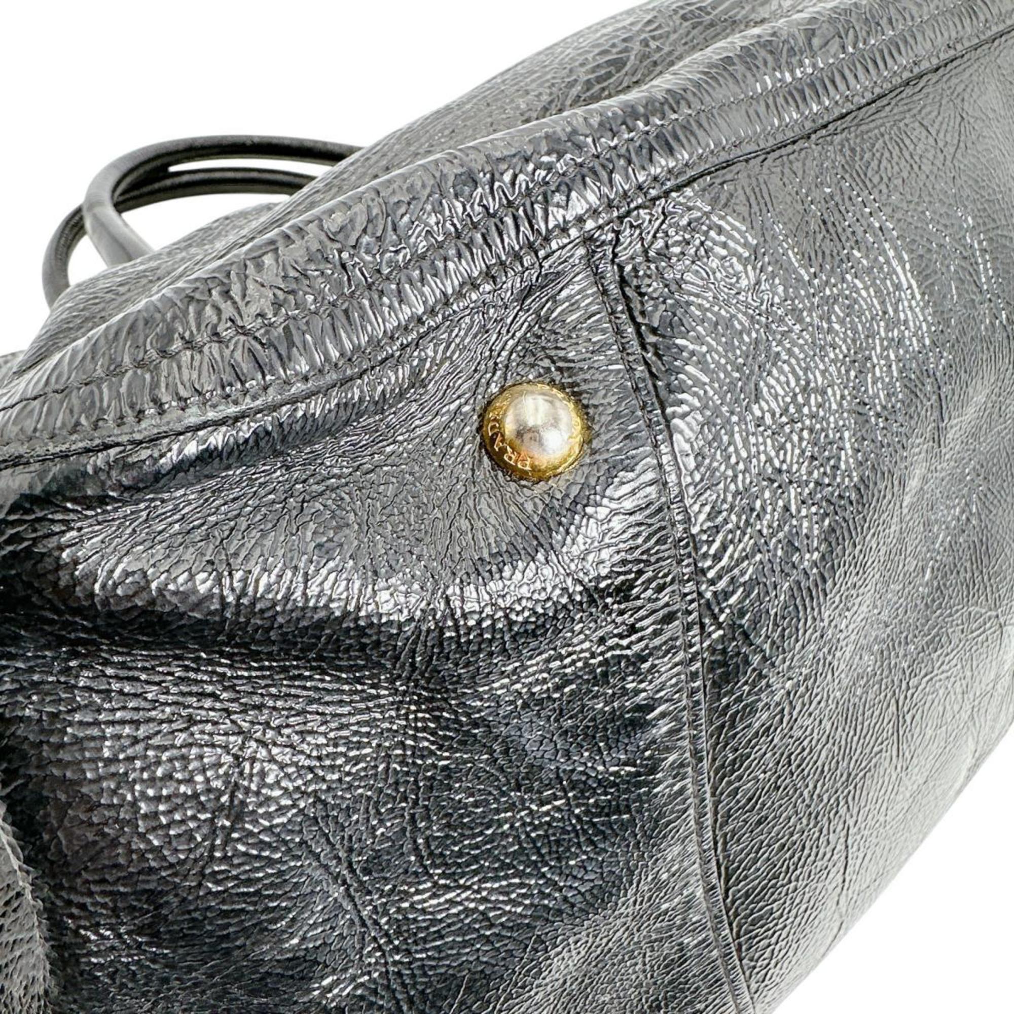 Prada Black Patent Leather Shoulder Bag Tote Bag (Pre-Owned)