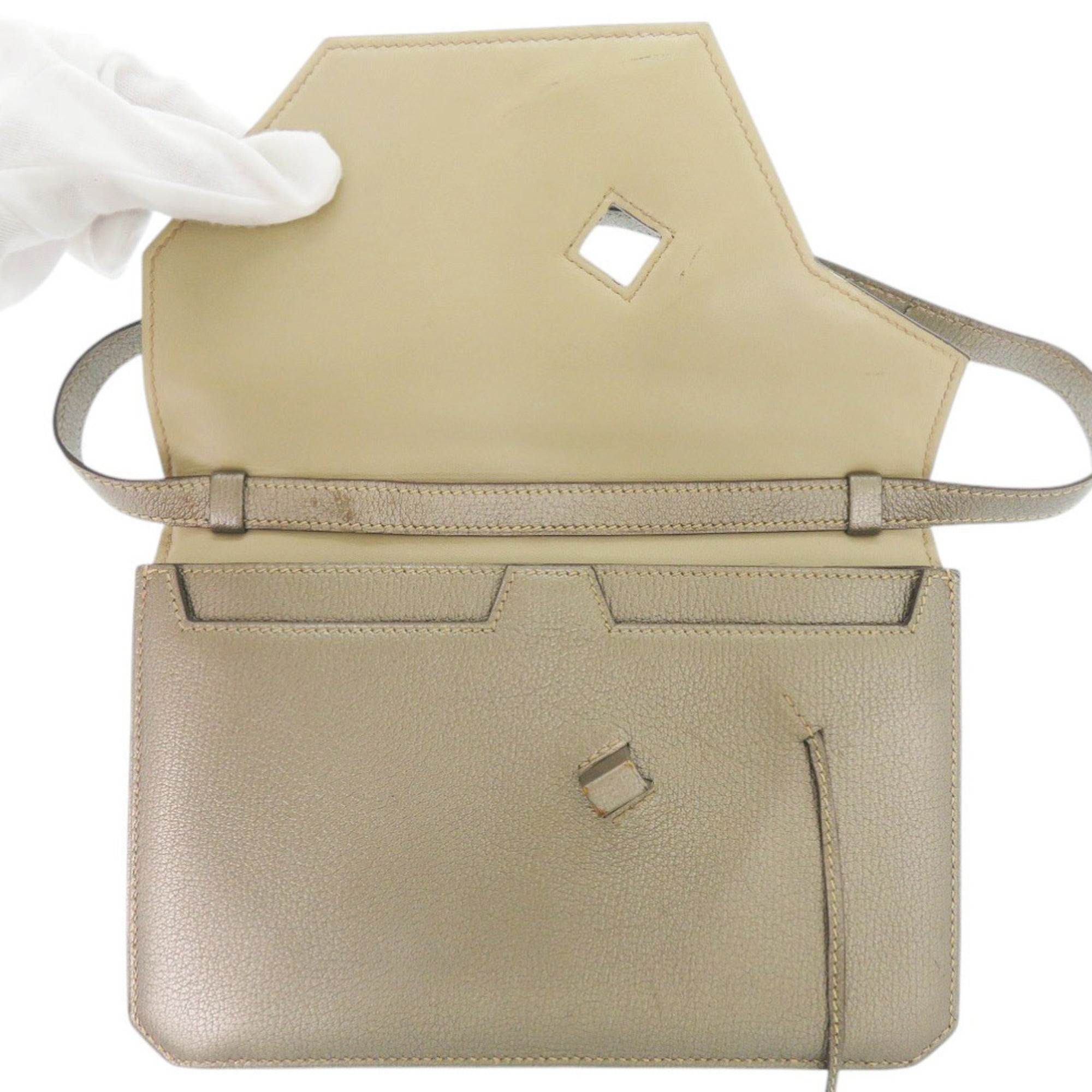 Hermes Brown Chevre Leather Shoulder Bag (Pre-Owned)