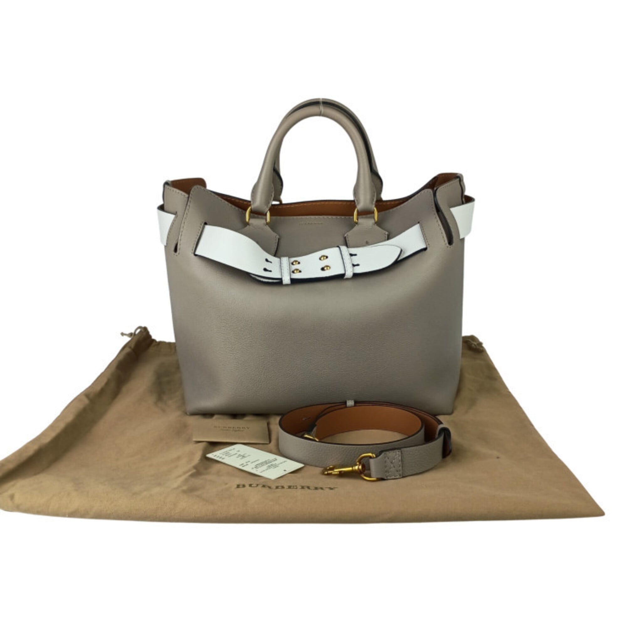 Burberry Gray Leather Handbag Shoulder Bag (Pre-Owned)