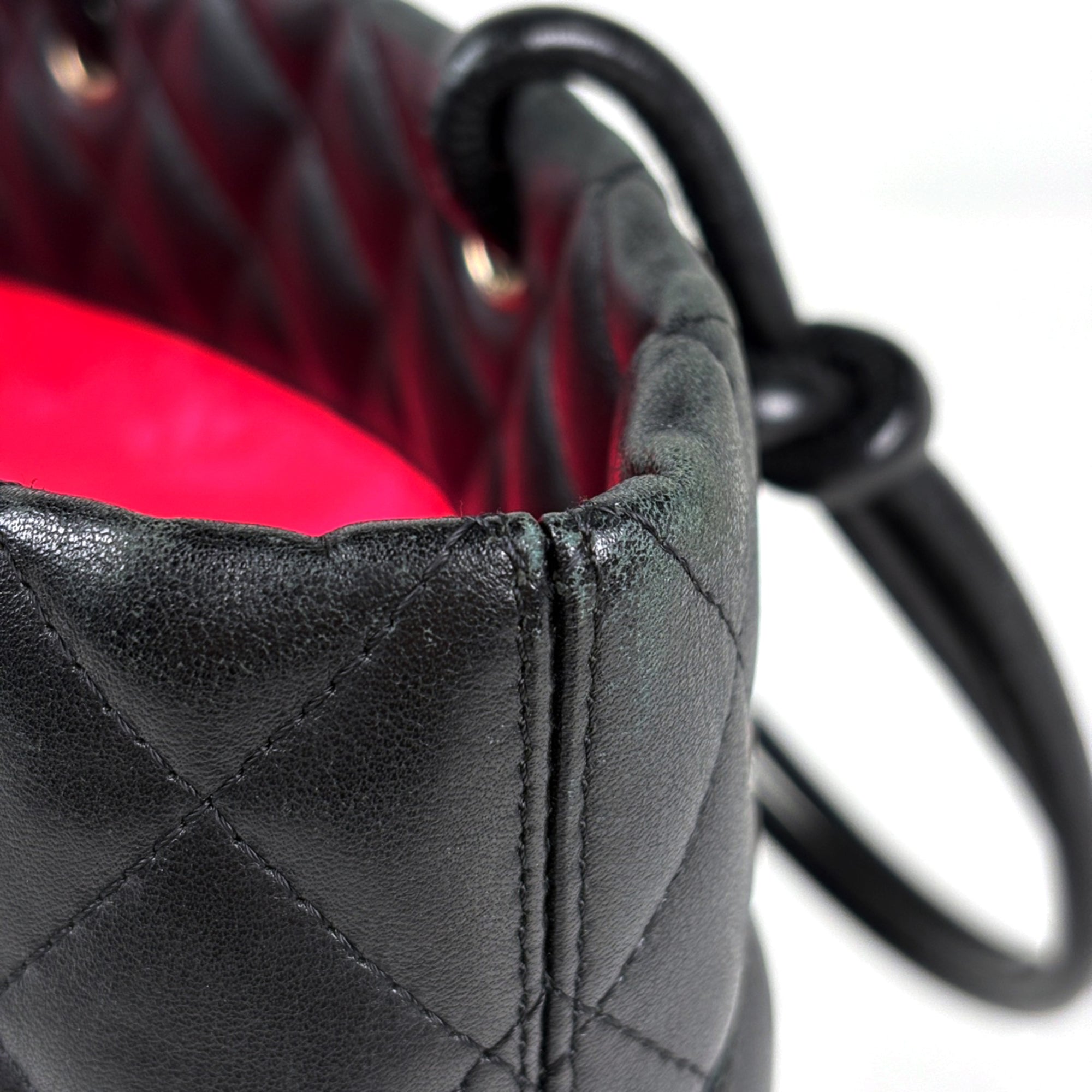 Chanel Ligne Cambon Black Leather Handbag Tote Bag (Pre-Owned)