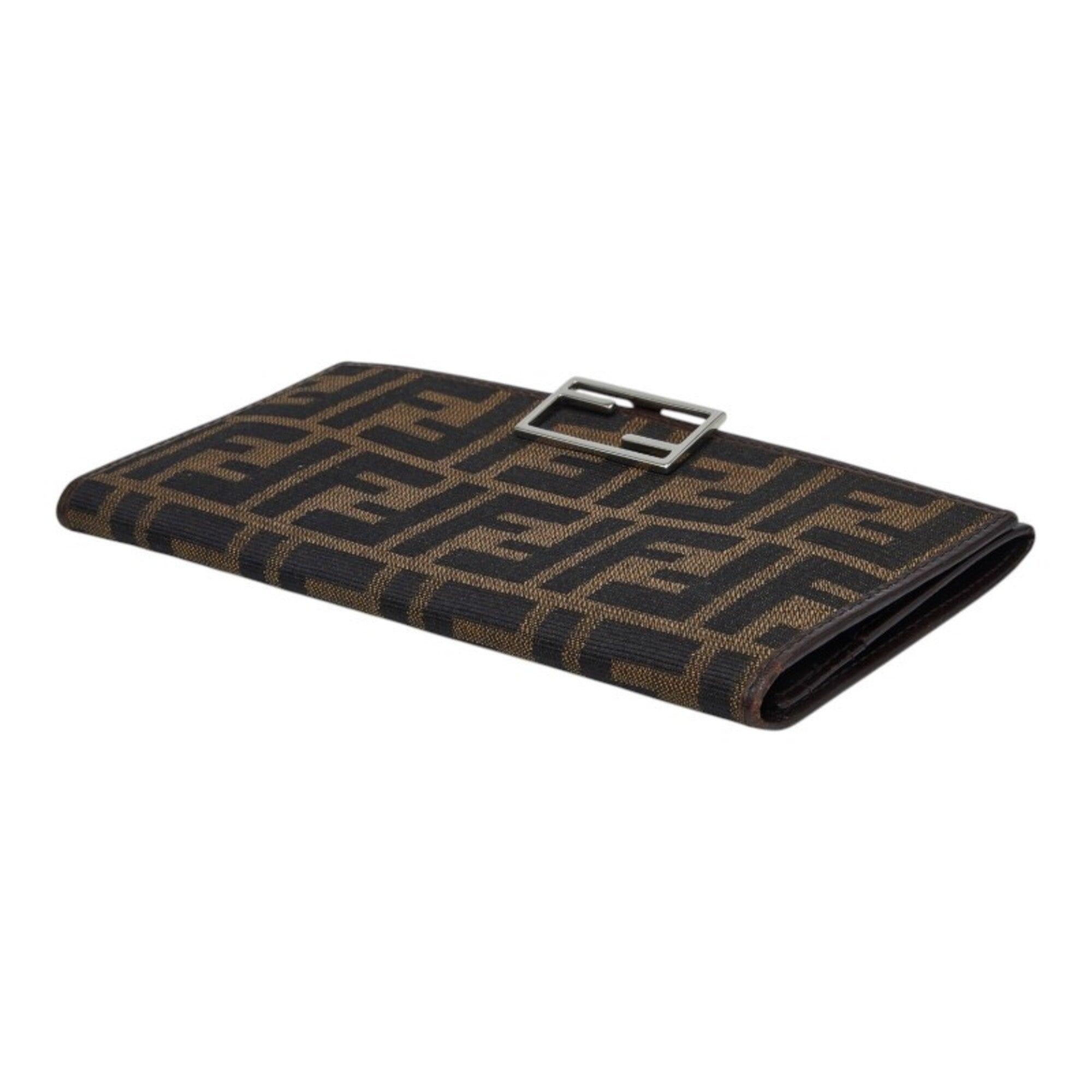 Fendi Zucca Brown Canvas Leather Long Wallet (Bi-Fold) (Pre-Owned)