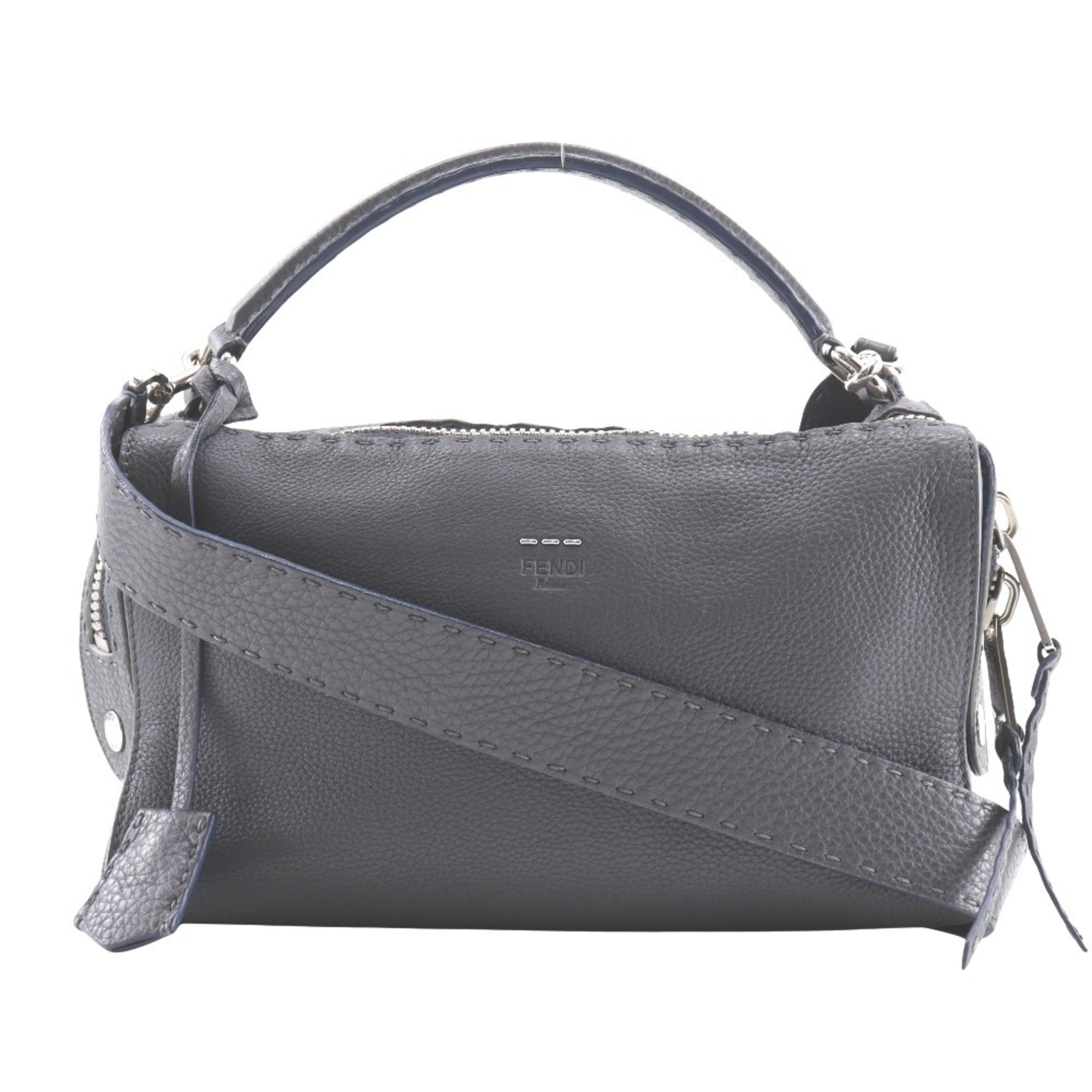 Fendi Gray Leather Handbag (Pre-Owned)