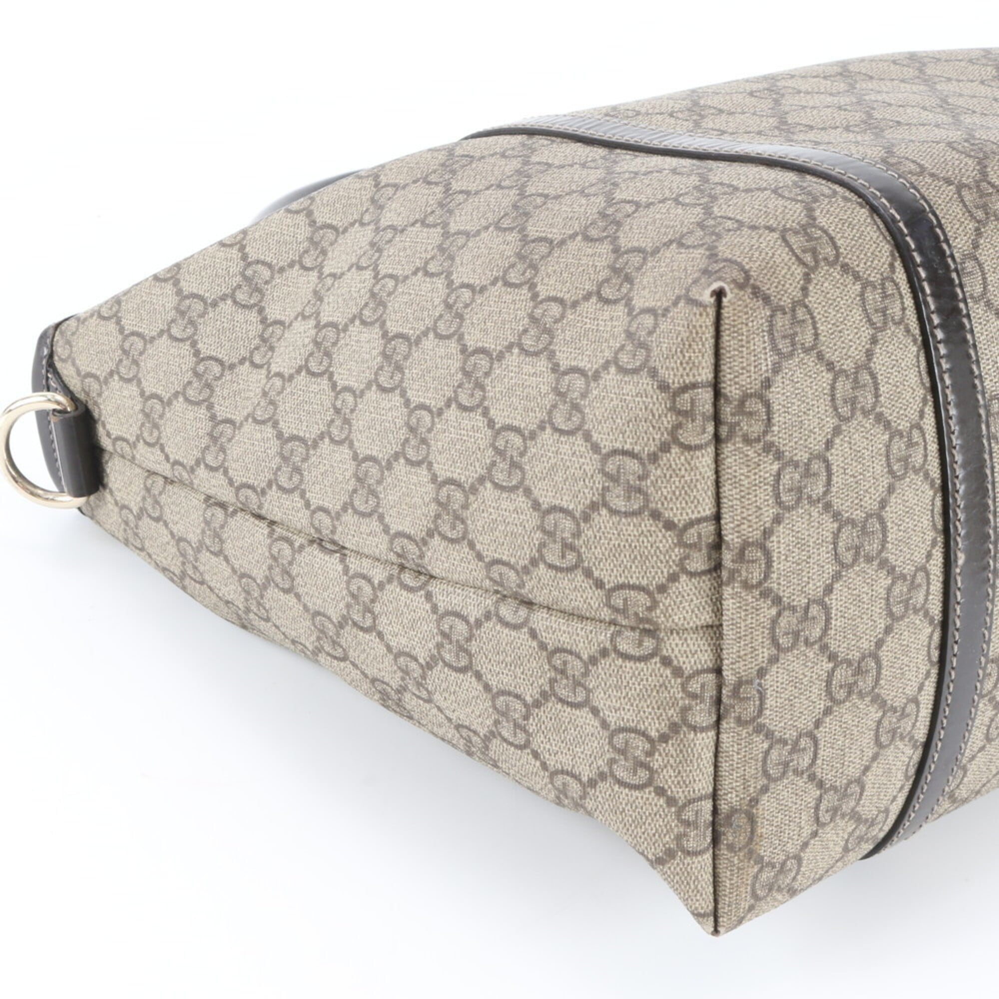 Gucci Beige Brown Leather Coated Canvas Handbag Shoulder Bag Tote Bag (Pre-Owned)