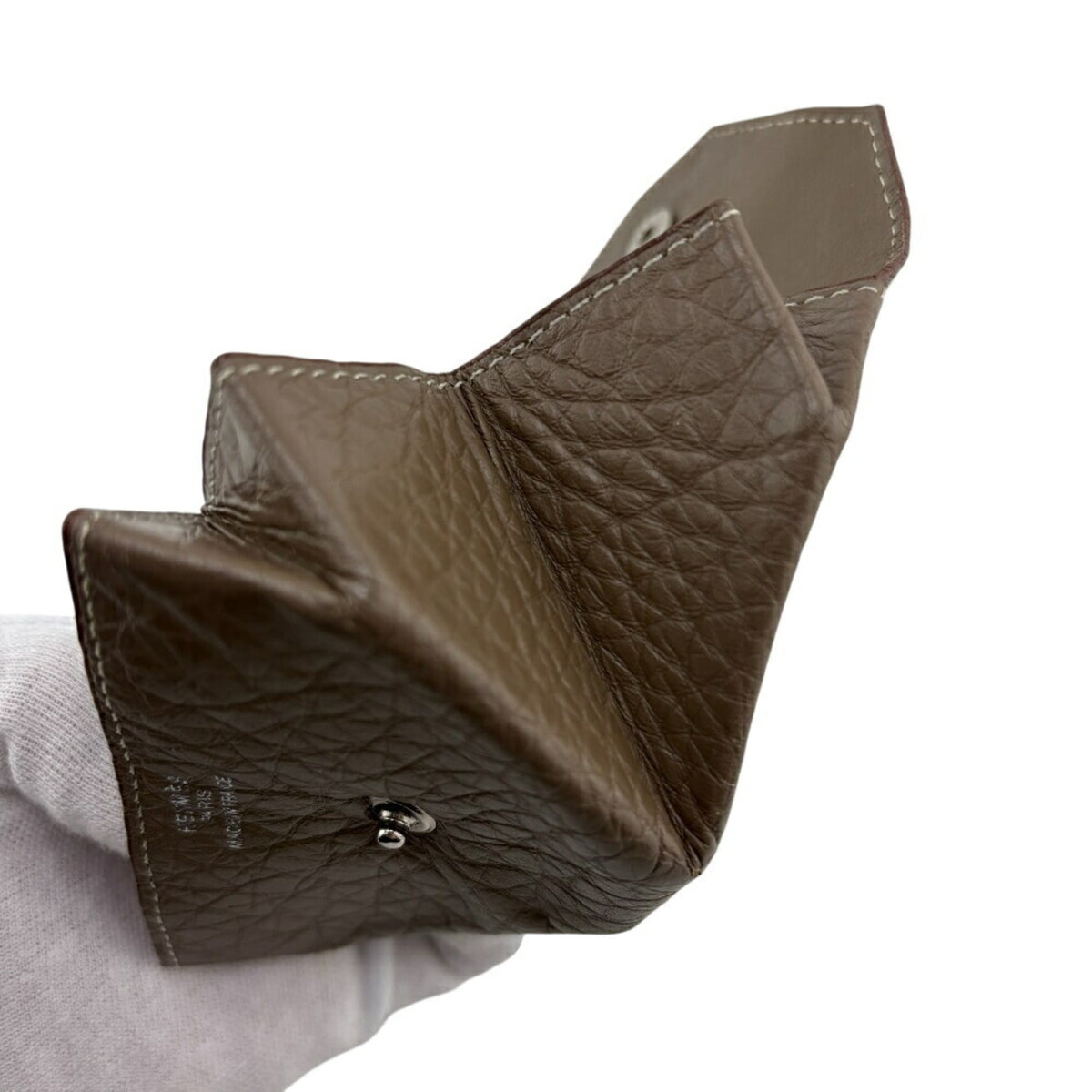Hermes Gray Leather Coin Purse/Coin Case (Pre-Owned)