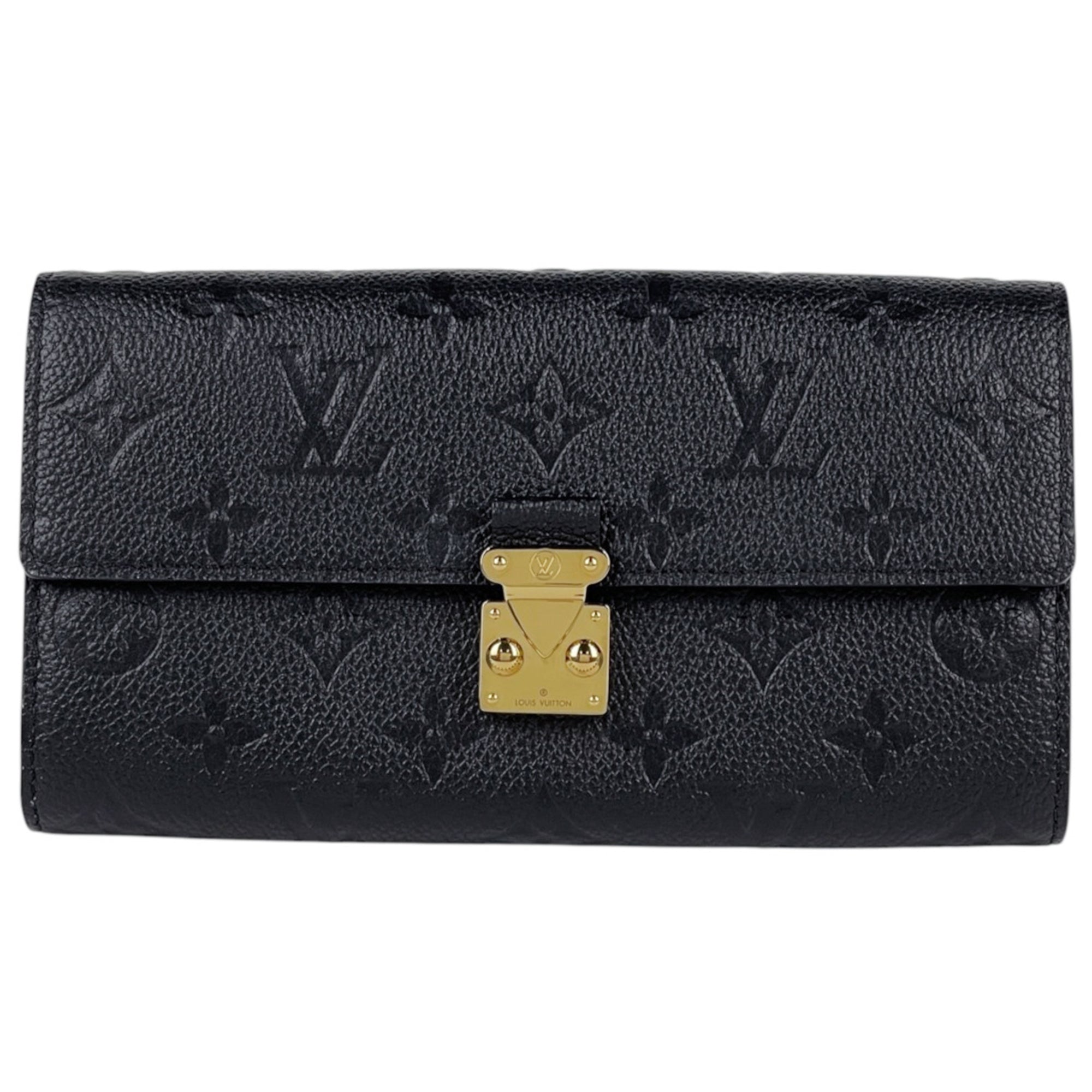 Louis Vuitton Black Noir Monogram Empreinte Long Wallet (Tri-Fold) (Pre-Owned)