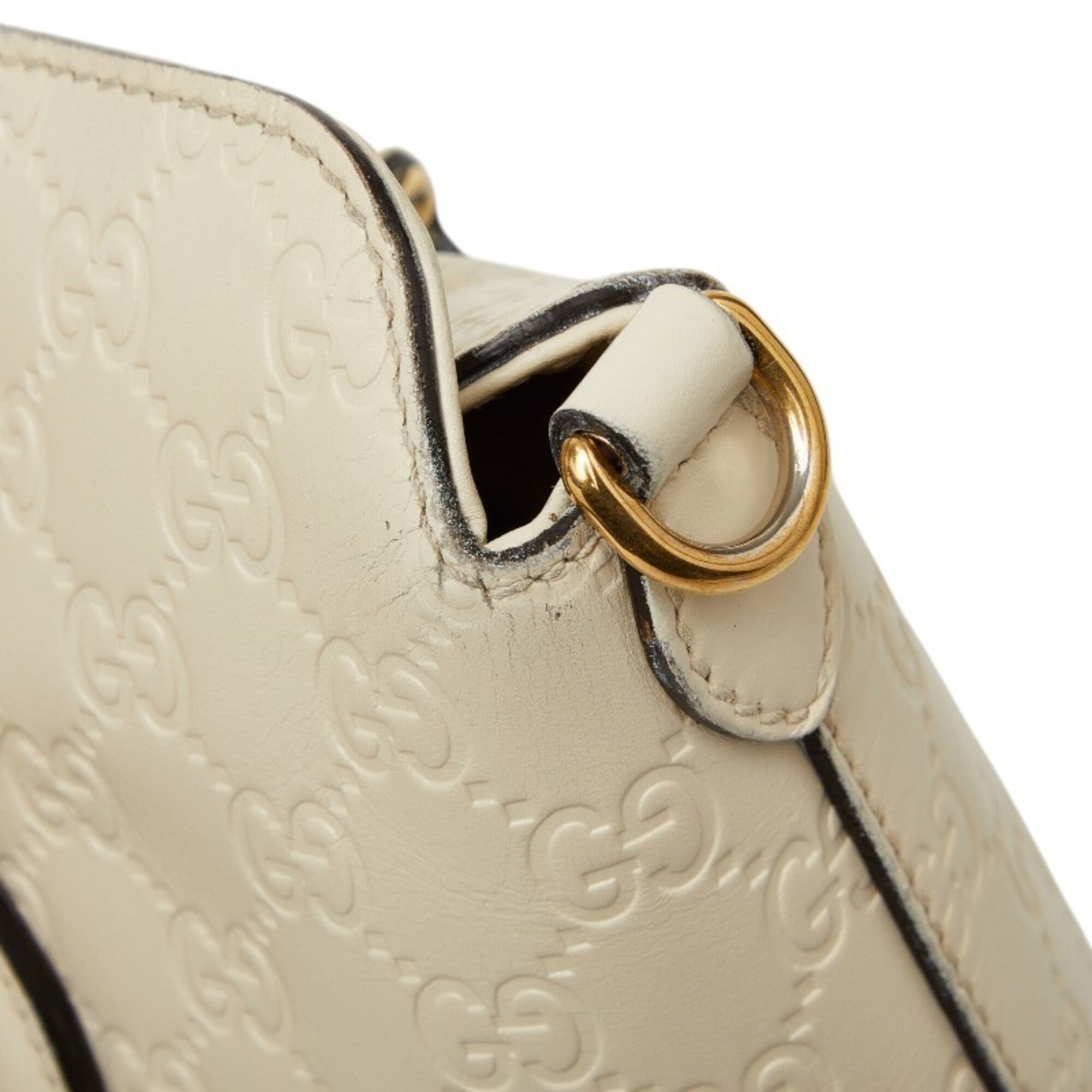 Gucci White Leather Handbag Shoulder Bag (Pre-Owned)
