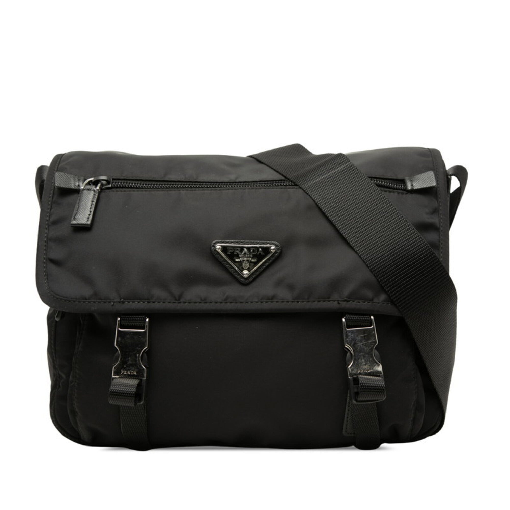 Prada Black Nylon Leather Shoulder Bag (Pre-Owned)