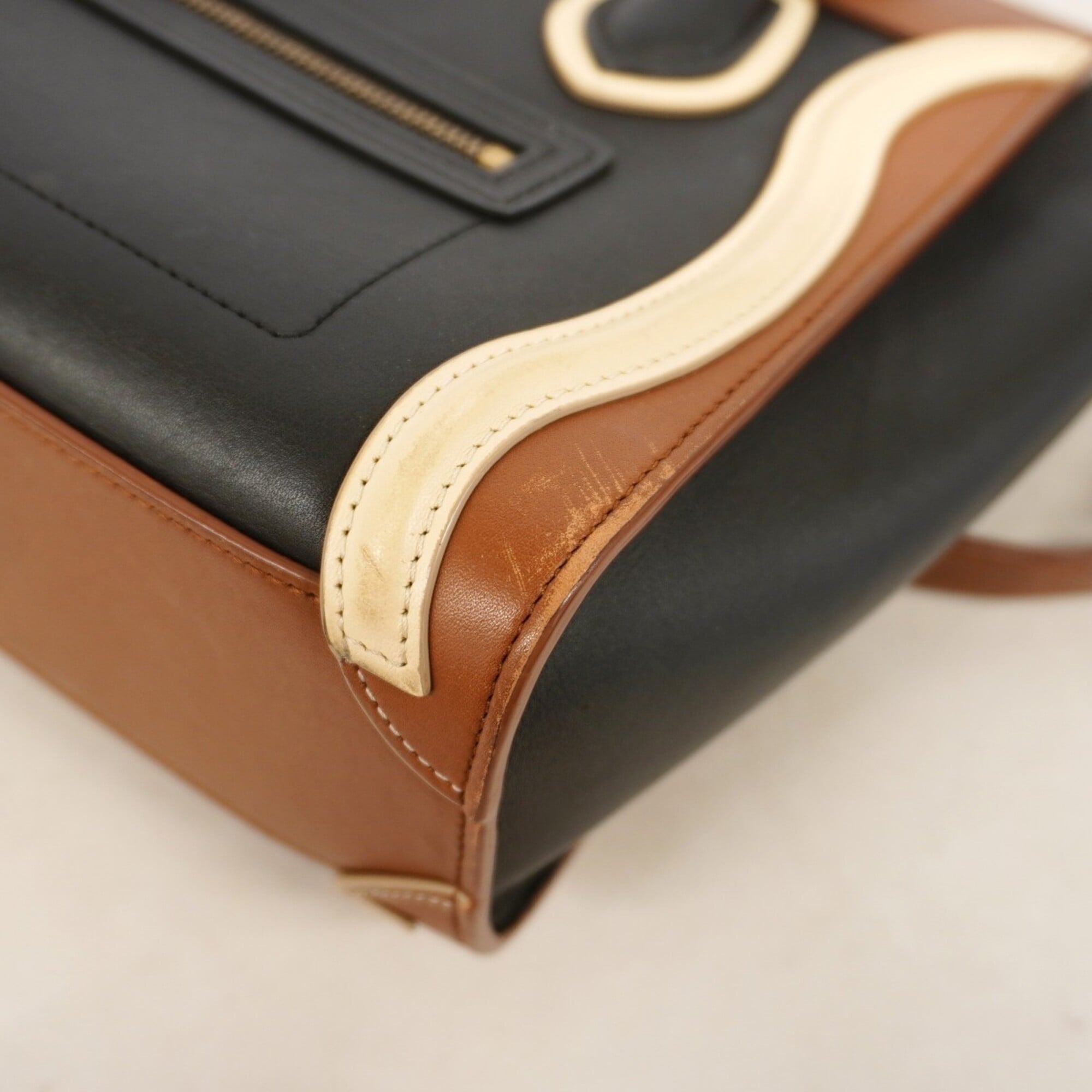 Celine Black Brown Leather Handbag (Pre-Owned)