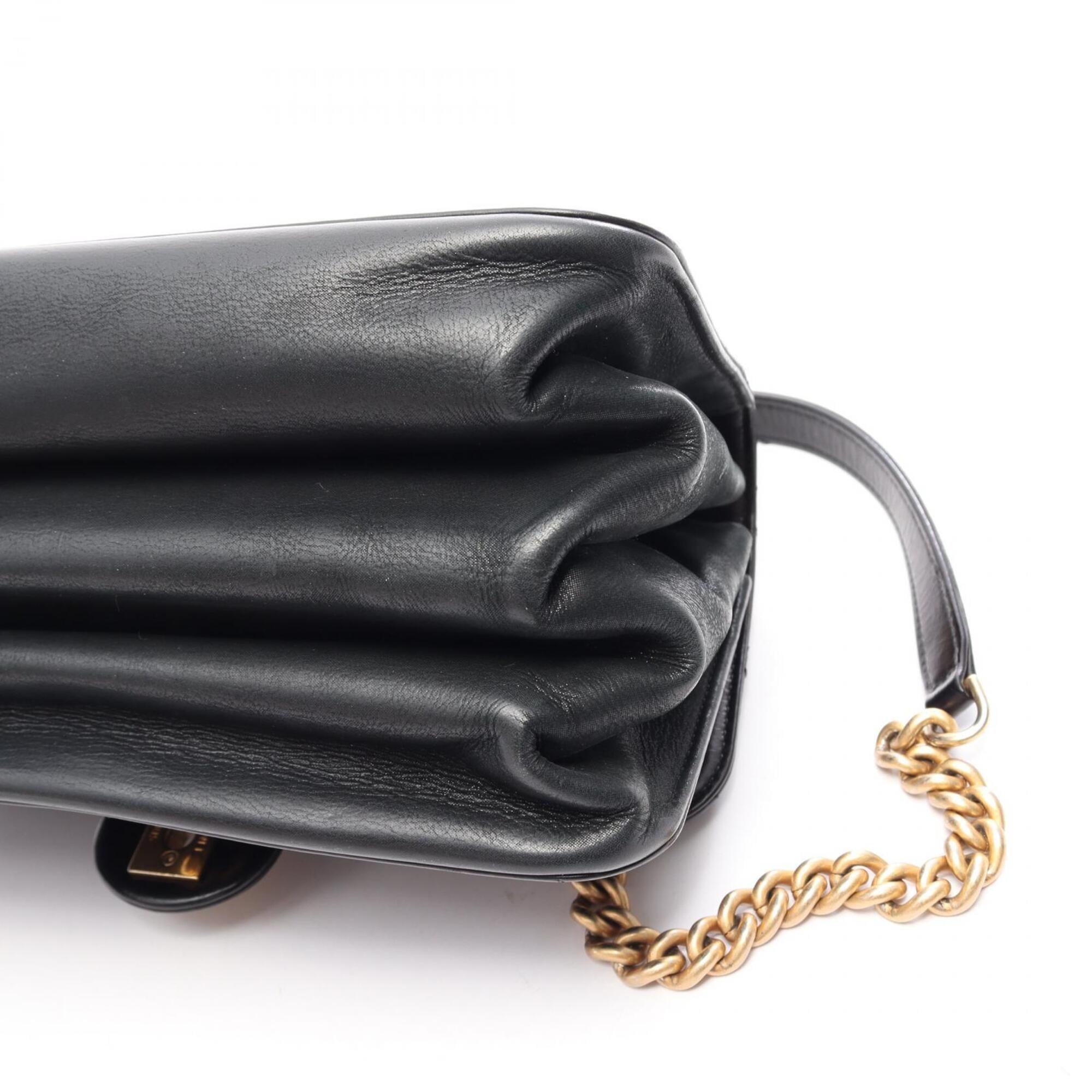 Chanel Black Leather Handbag Shoulder Bag (Pre-Owned)
